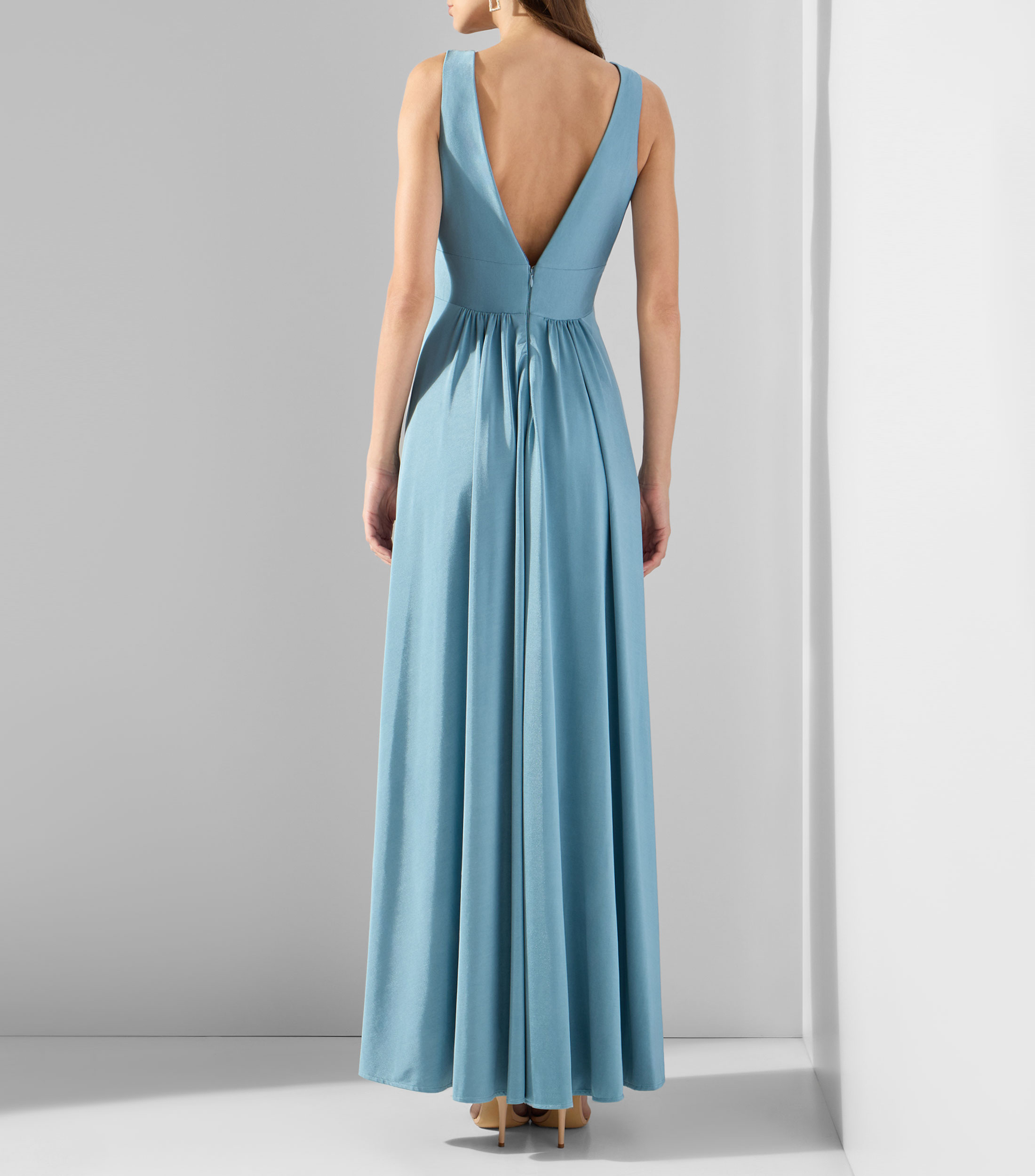 Vestido largo liso Mujer