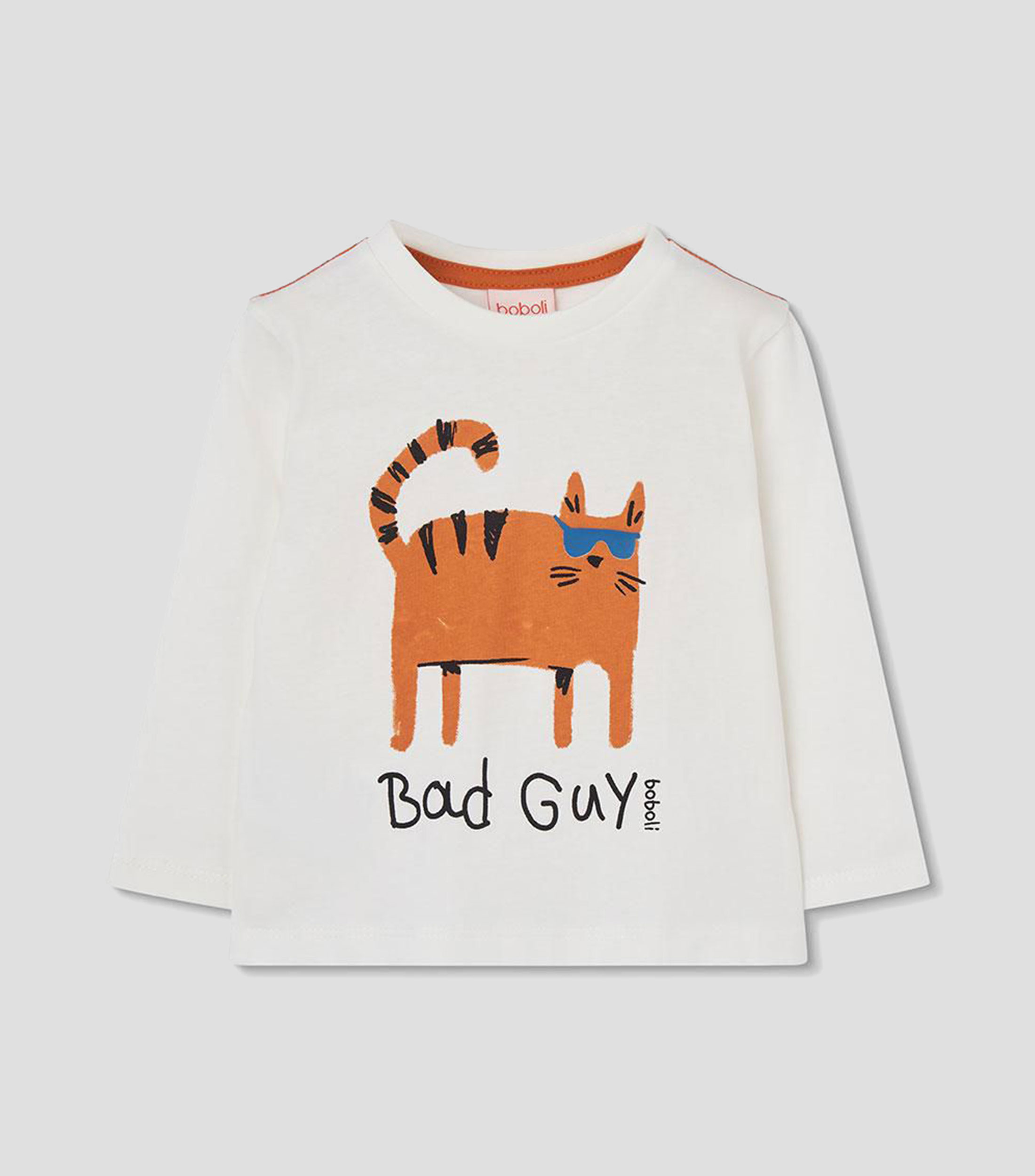 Playera cuello redondo manga larga con estampado Niño