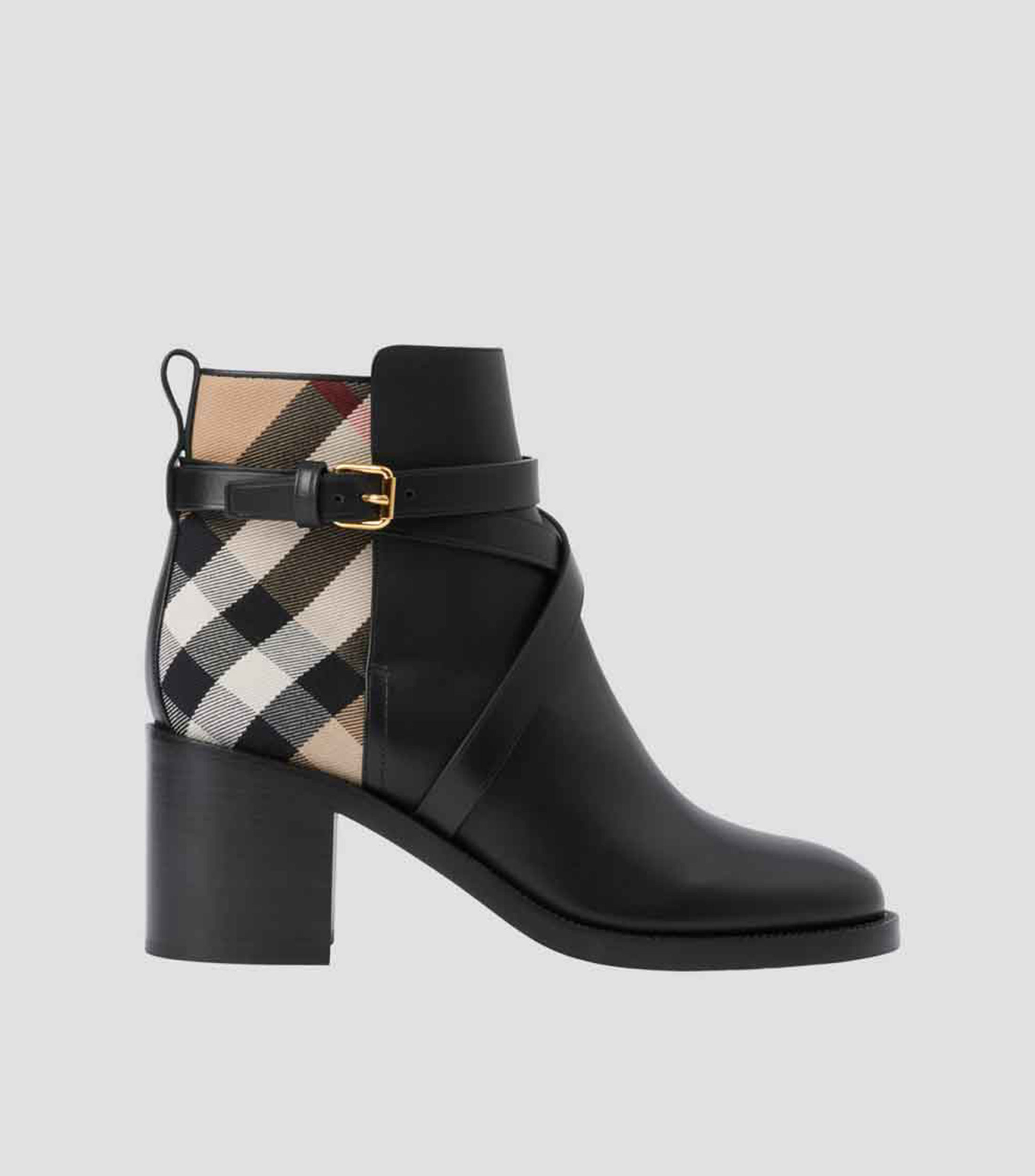 Botines cortos en piel tacón alto ancho Mujer
