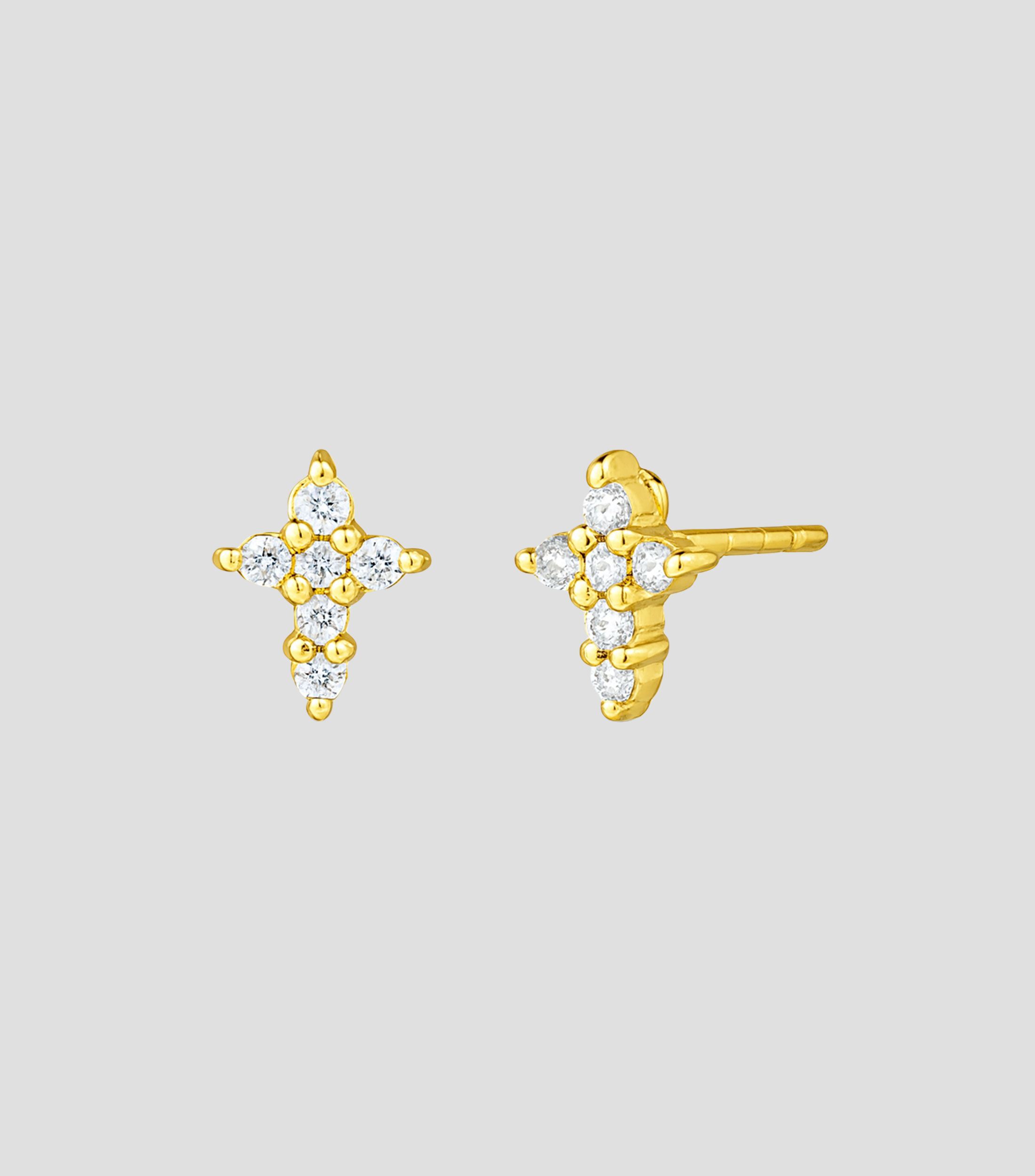 Aretes en oro amarillo 18 Kilates baby cross Mujer
