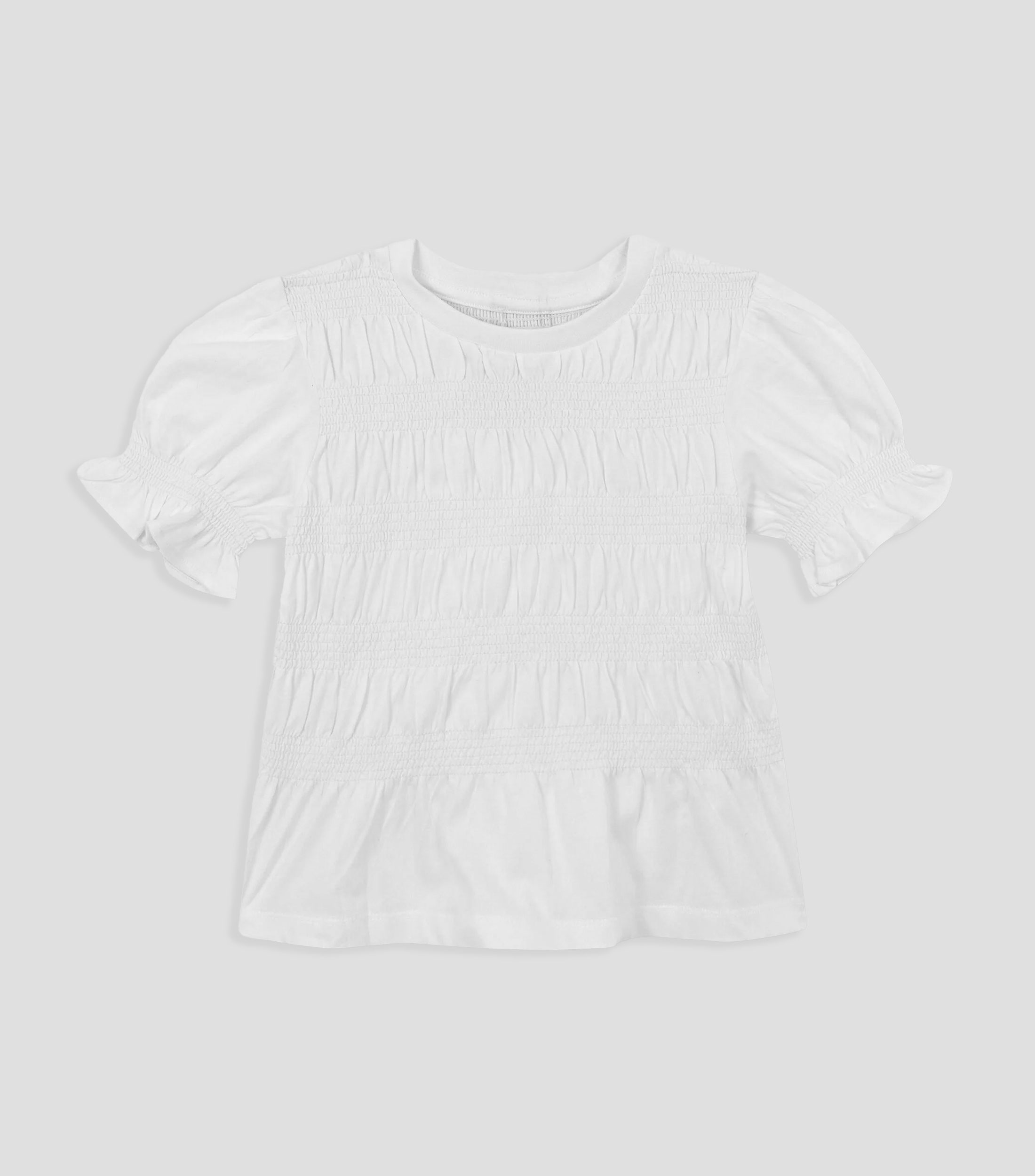 Playera de cuello redondo con manga corta lisa Niña