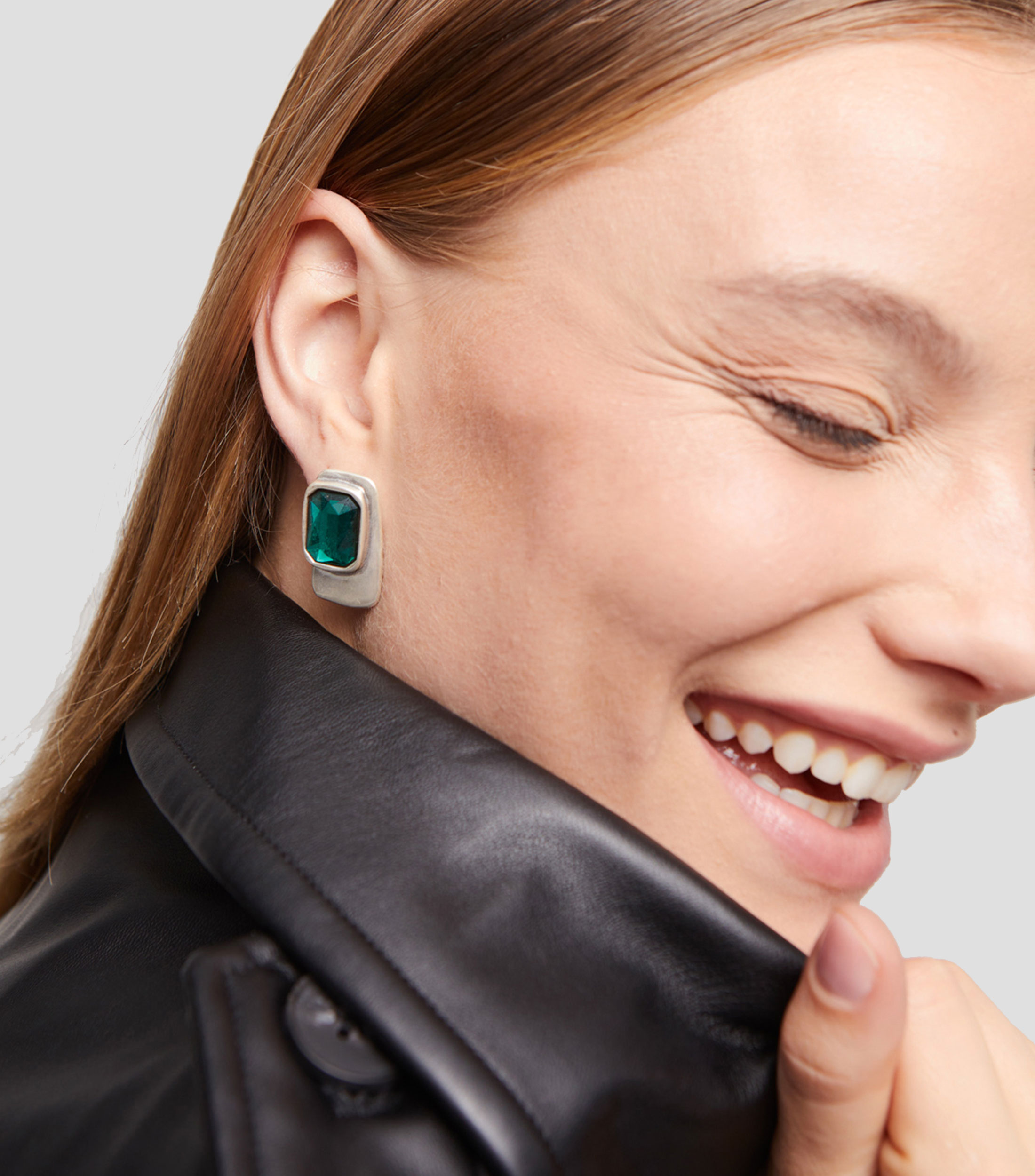 Pendientes Rectangulares con Cristal Verde Mujer
