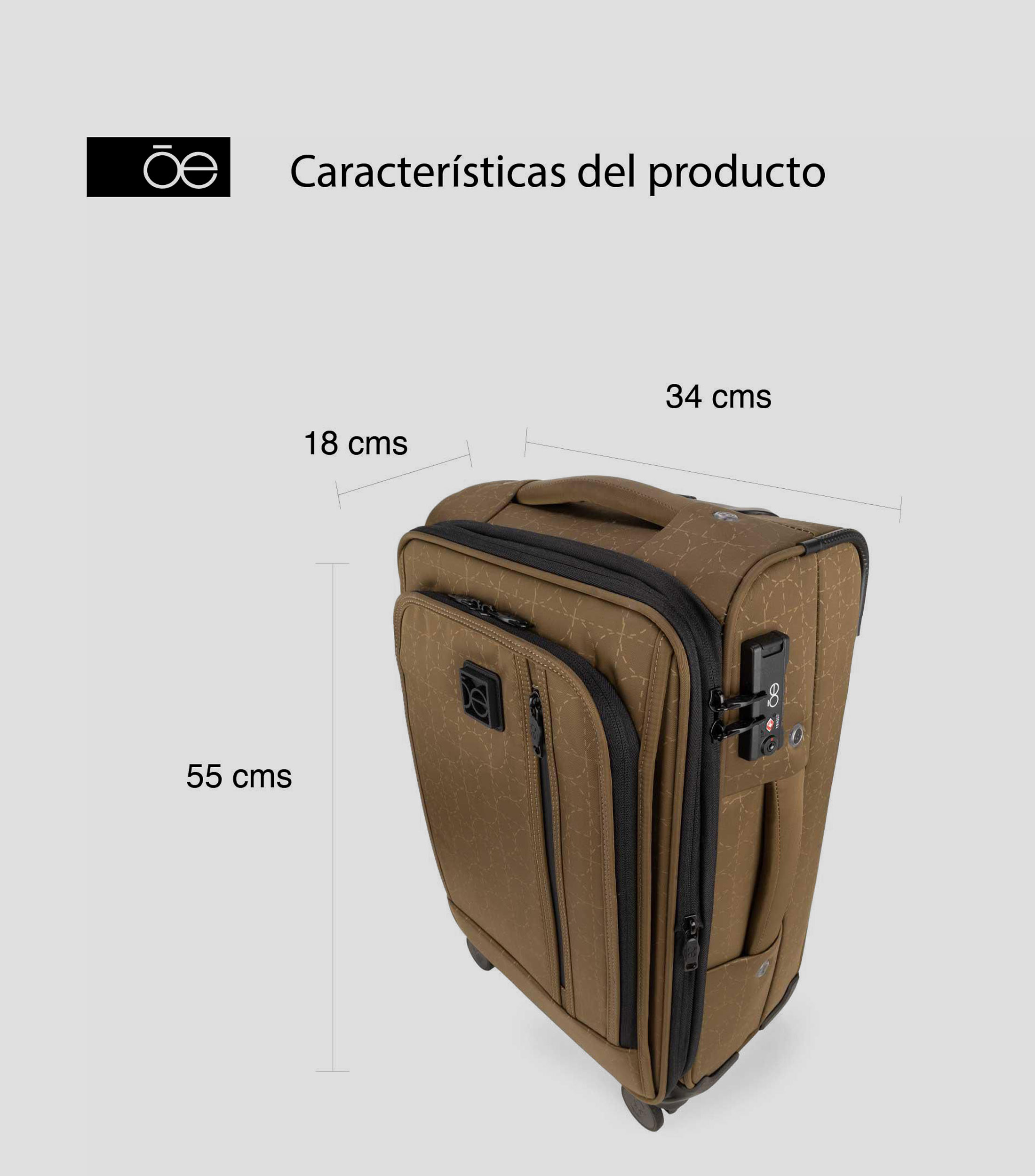 Maleta para cabina 10 kg Verde olivo