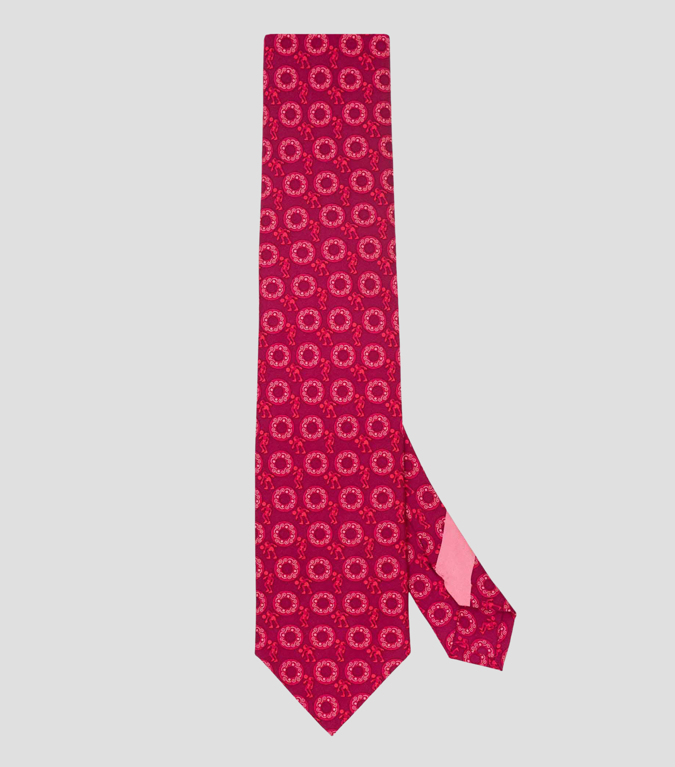 Corbata ancha de seda vino estampada S8 Juego de Pelota