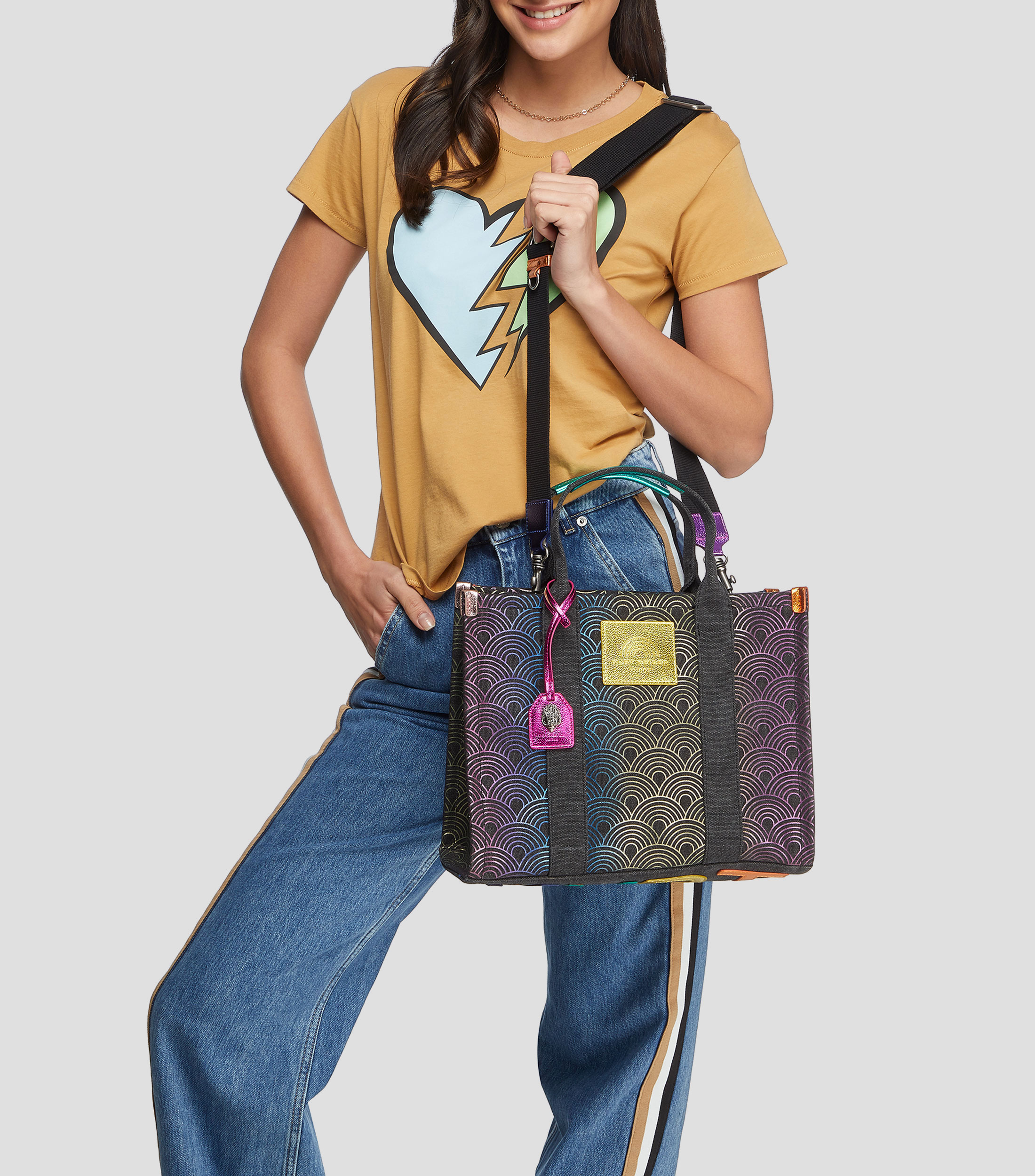 Bolsa tote negro Southbank con print de arcoíris Mujer
