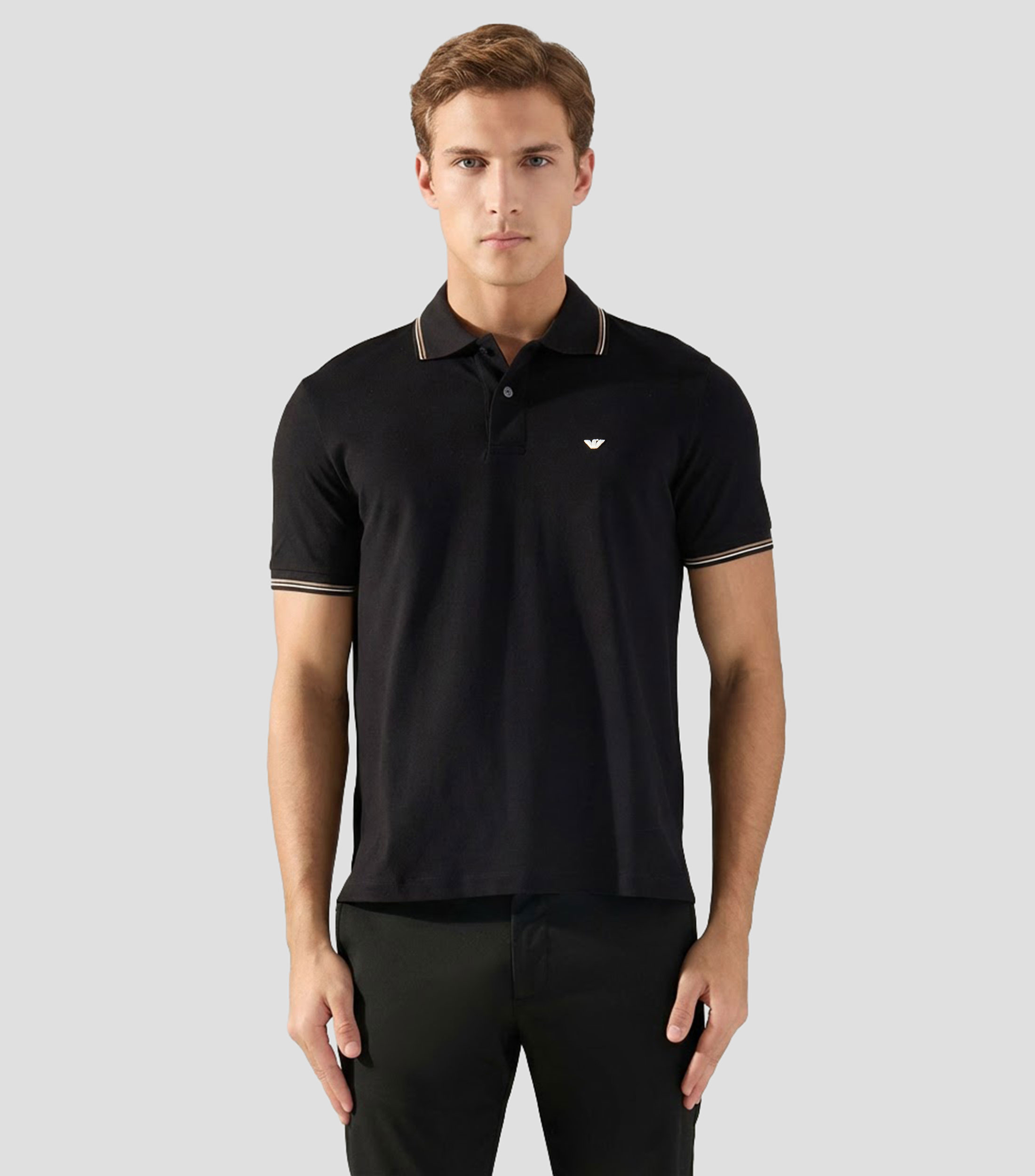 Playera tipo polo con manga corta lisa Hombre