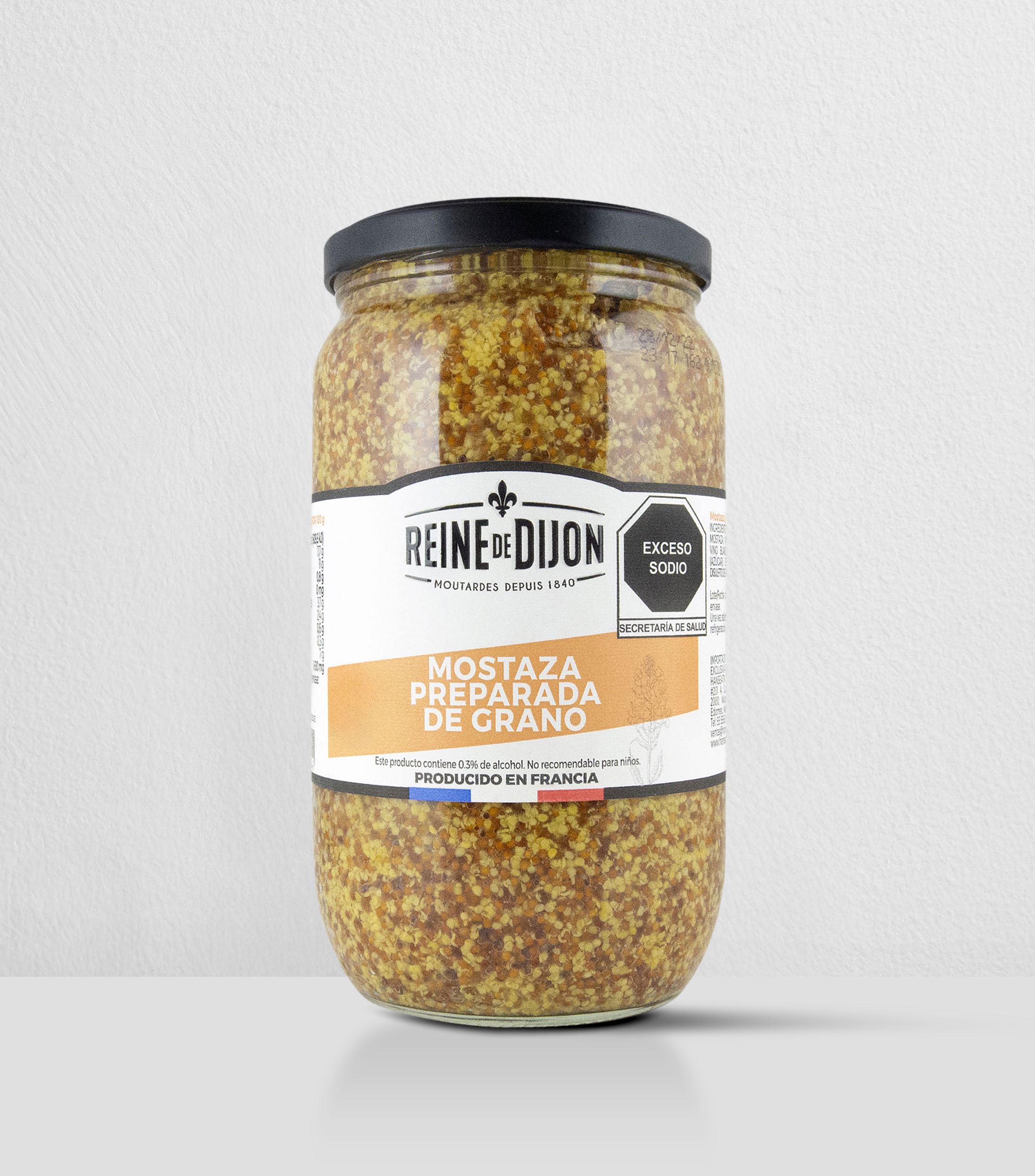 Mostaza preparada de grano, 820 g