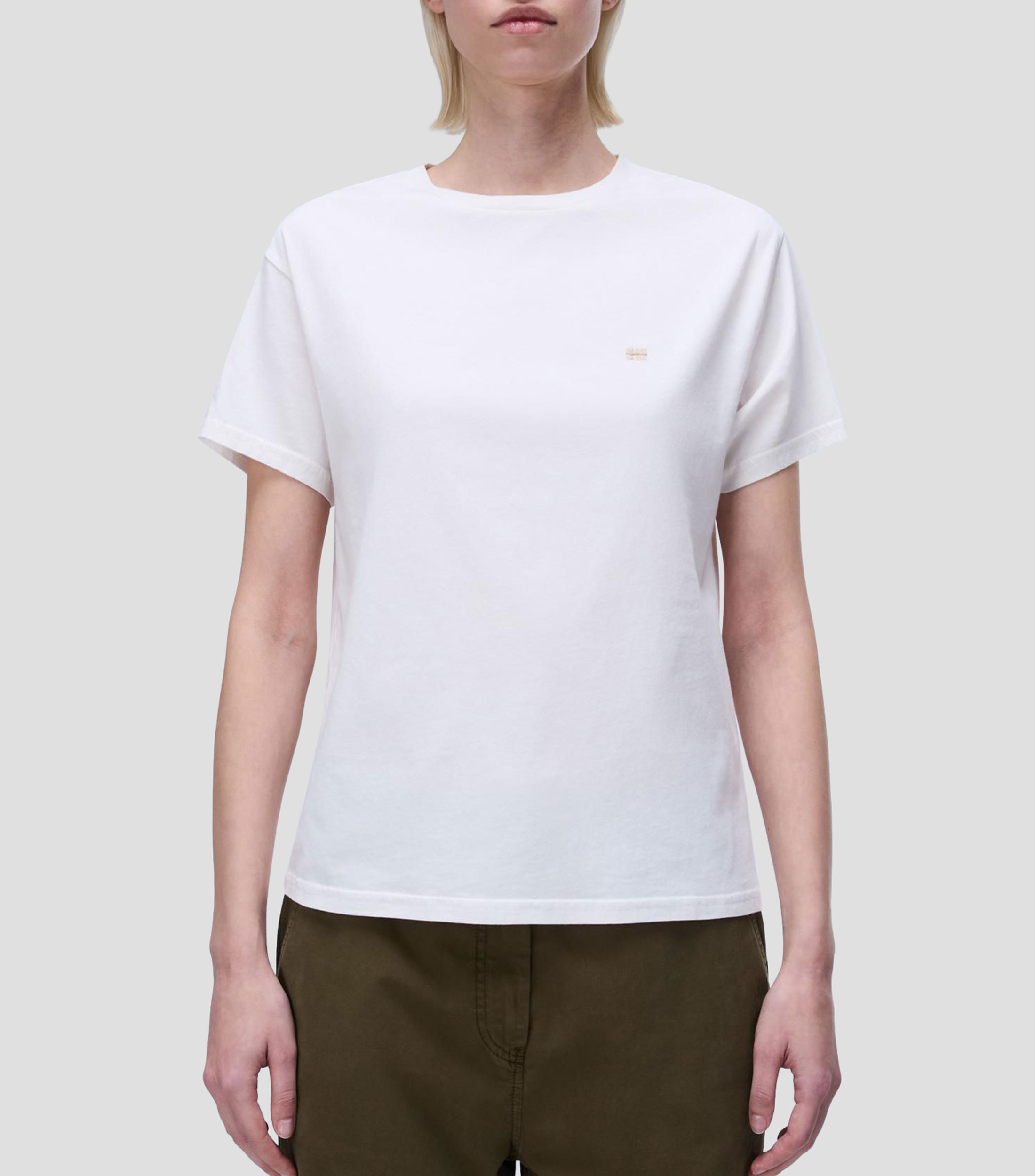Playera cuello redondo manga corta Aurora lisa Mujer