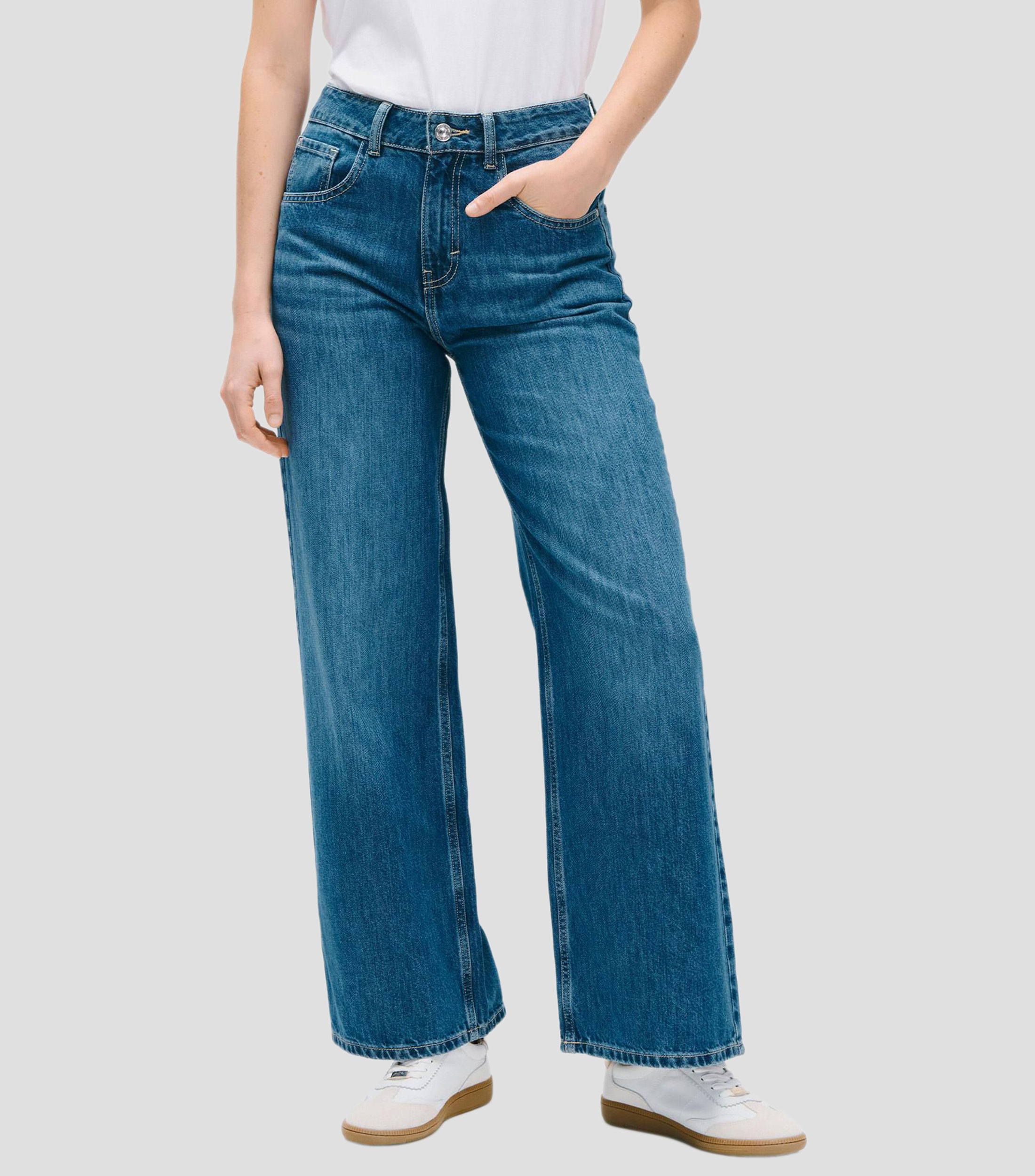Jeans Wide Leg Tiro Alto Mujer