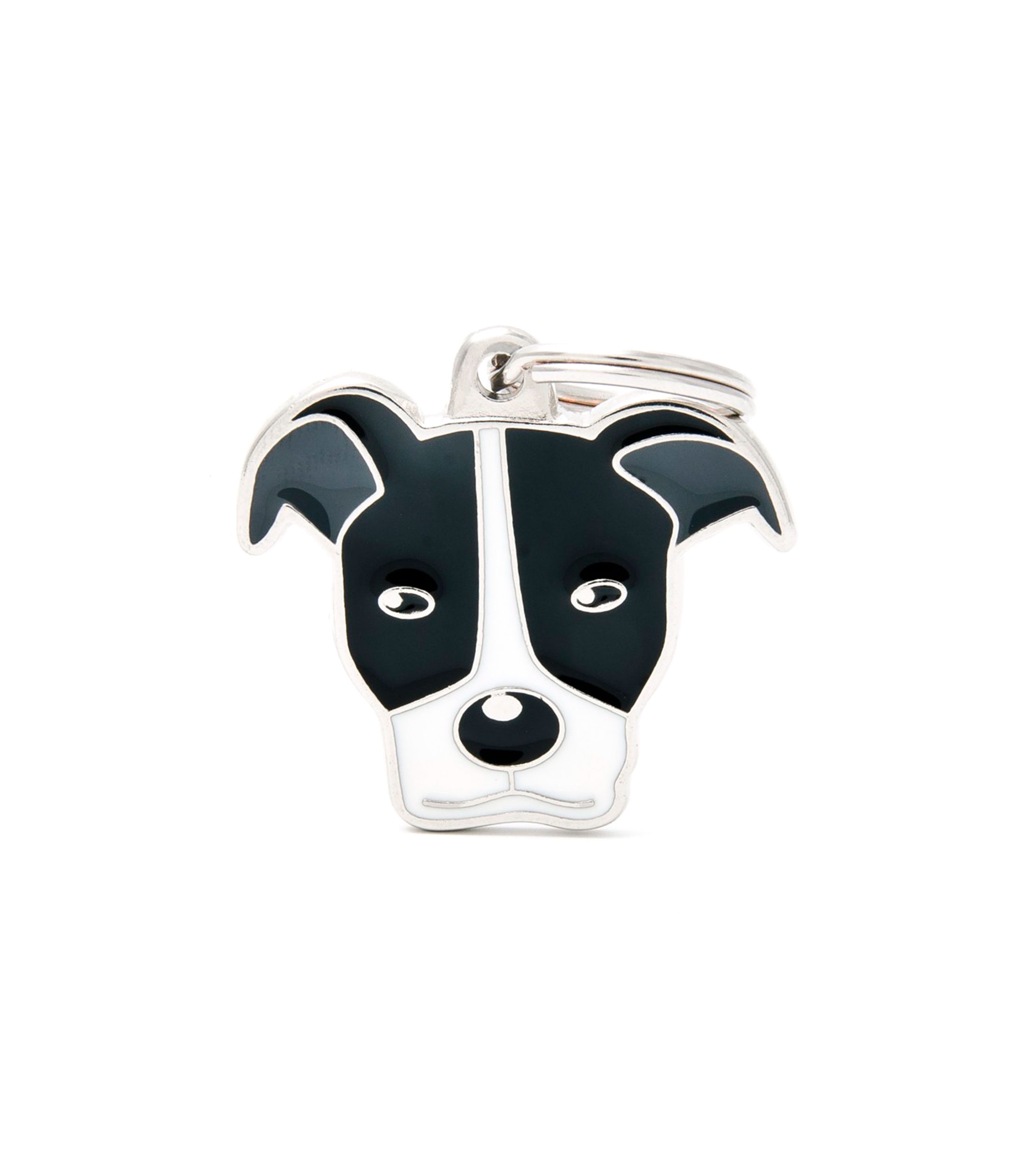 Placa para Mascota Friends Black and White American Pit Bull en metal