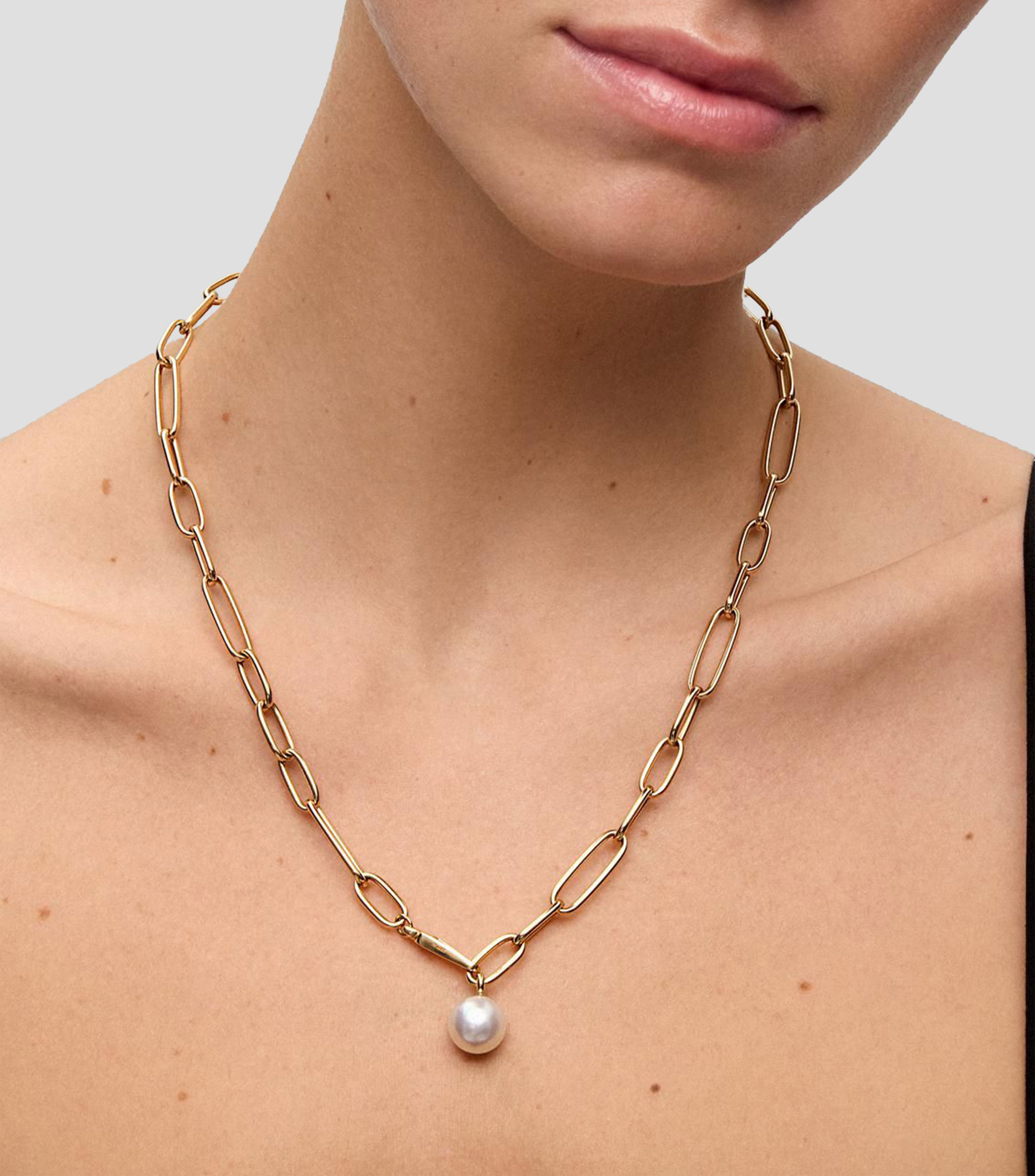 Collar de eslabones en Oro amarillo de 18 Kilates con perla australiana Mujer