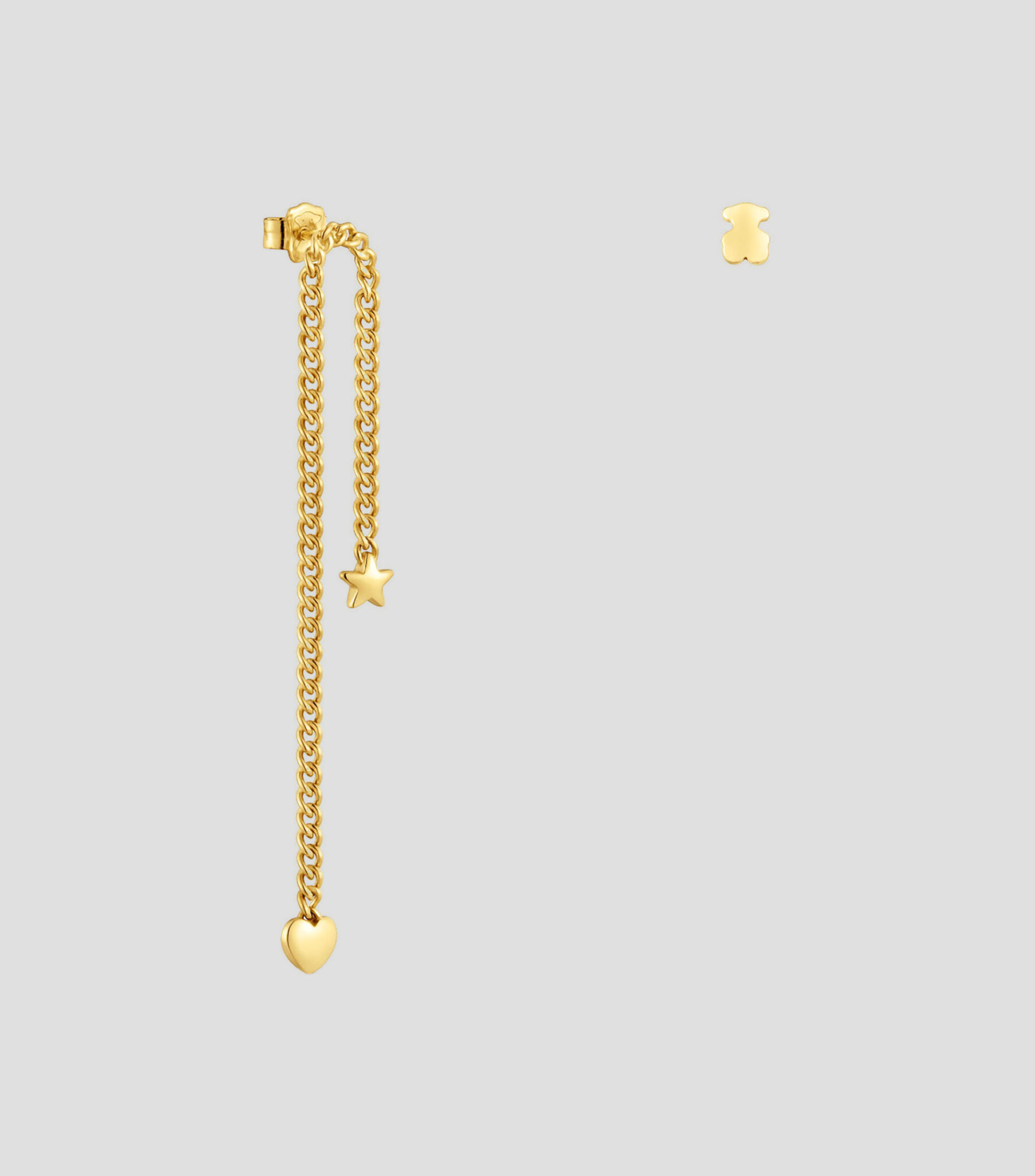 Aretes Largos en Plata .925 con un Corazón y Estrella Mujer
