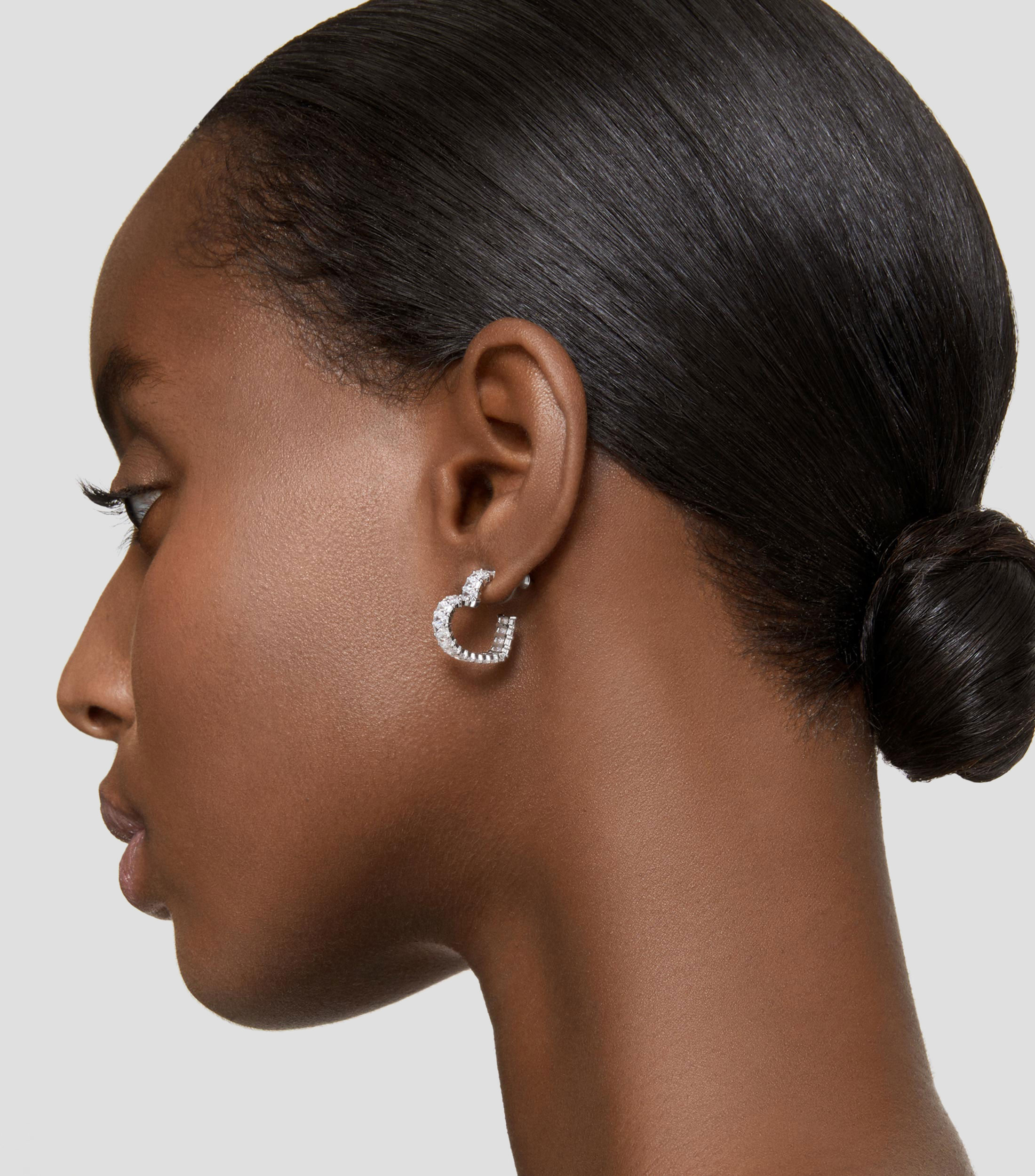Pendientes de Aro en Forma de Corazon con Cristales Matrix Mujer