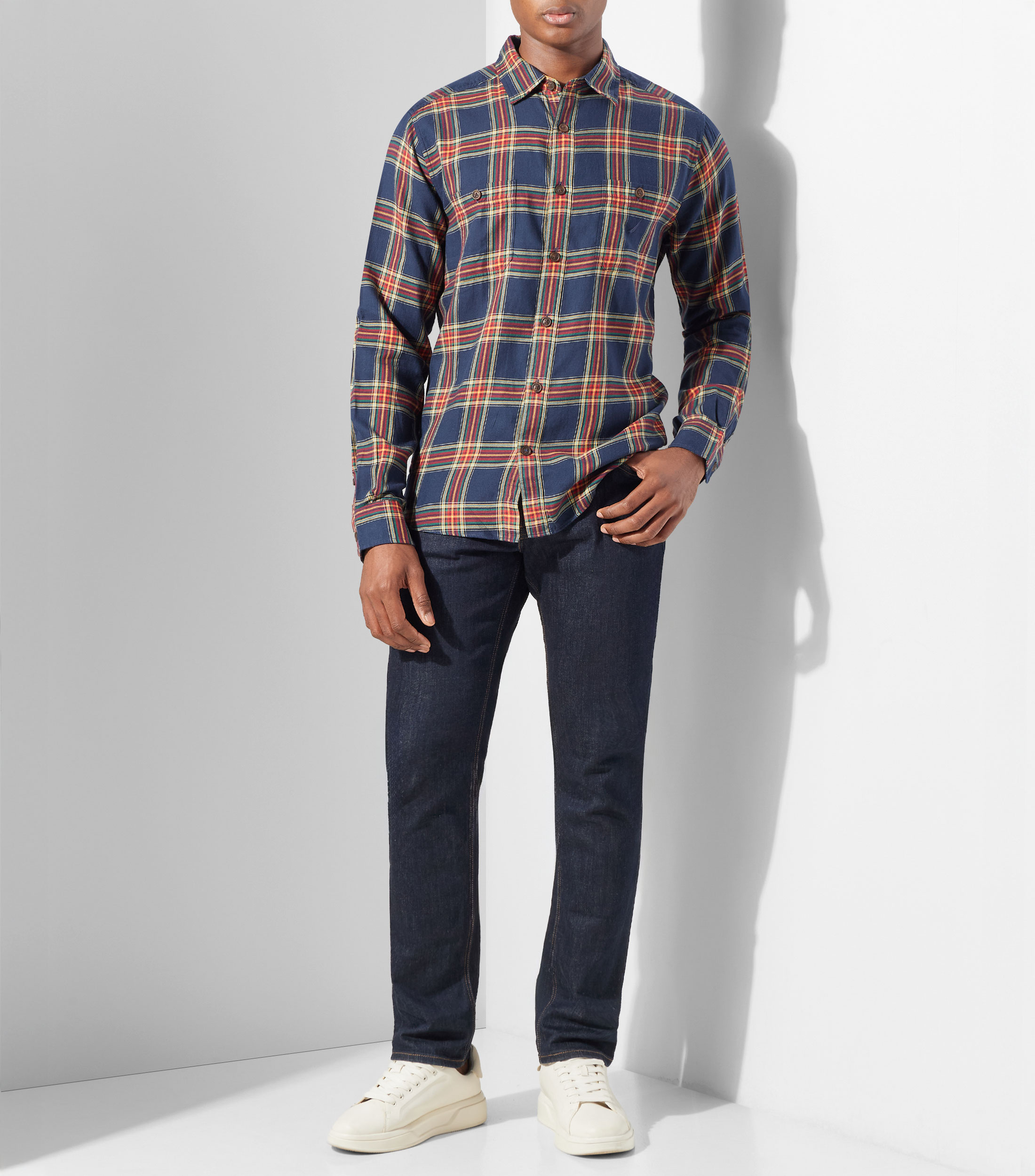 Camisa con cuadros manga larga Hombre