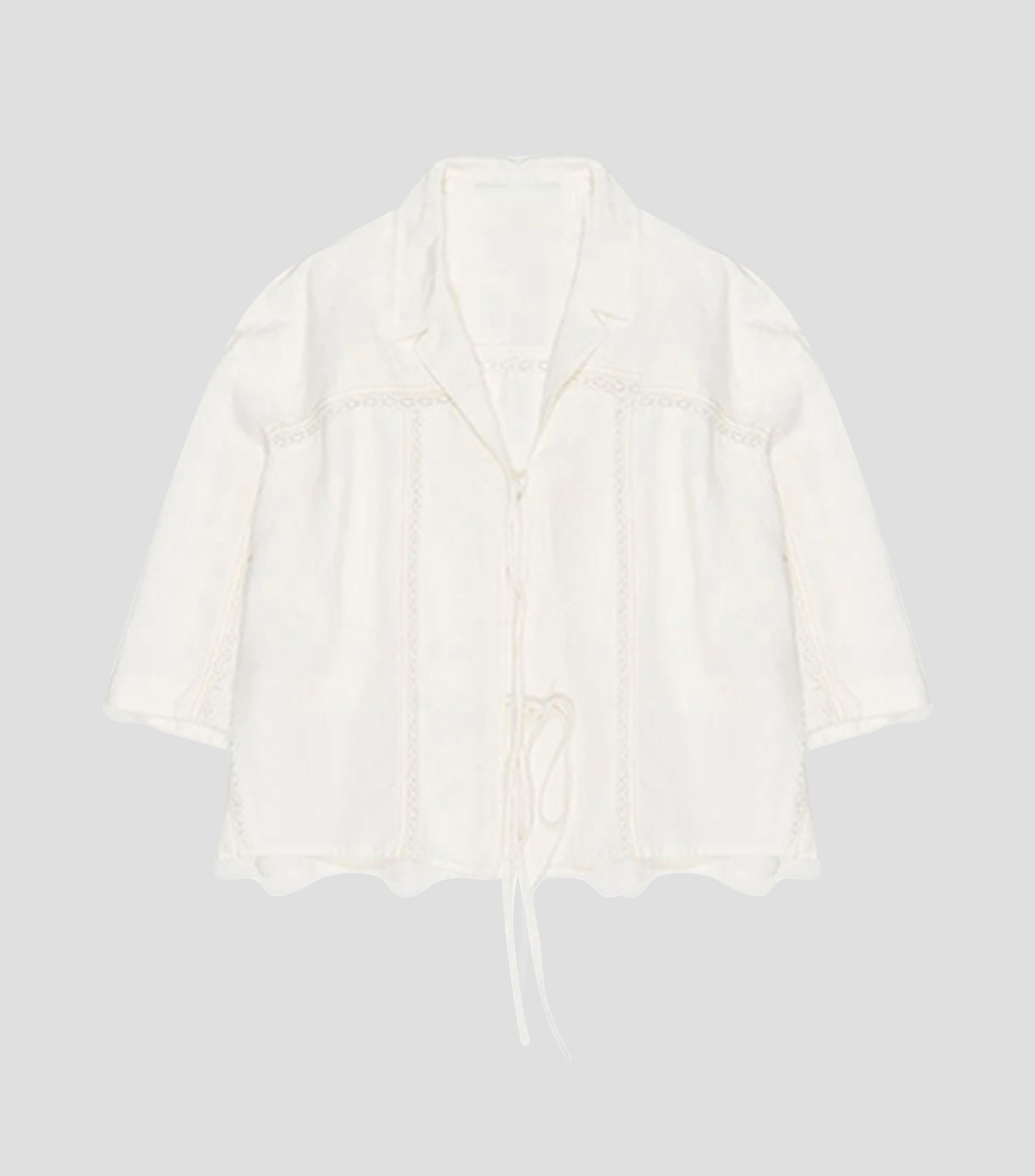 Camisa lazos y encajes lino Mujer