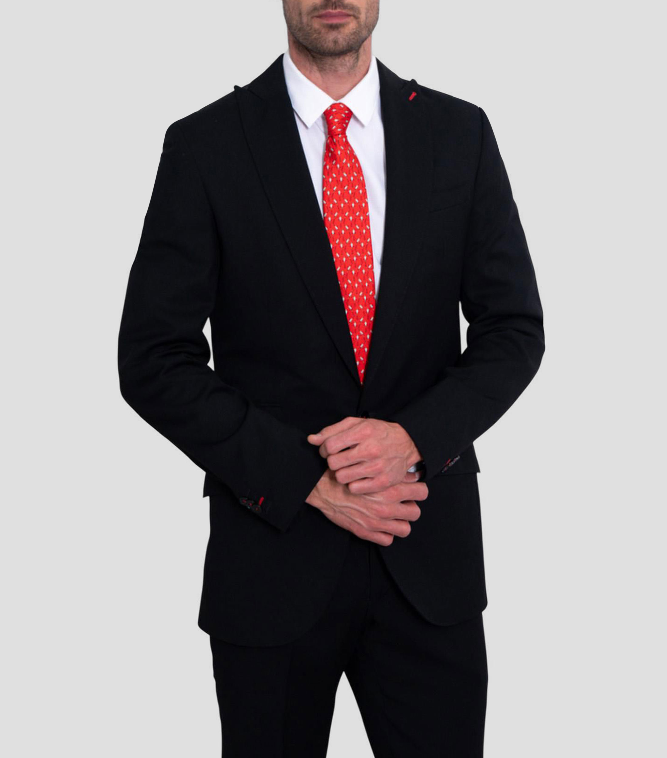 Corbata ancha de seda roja estampada Torogoz
