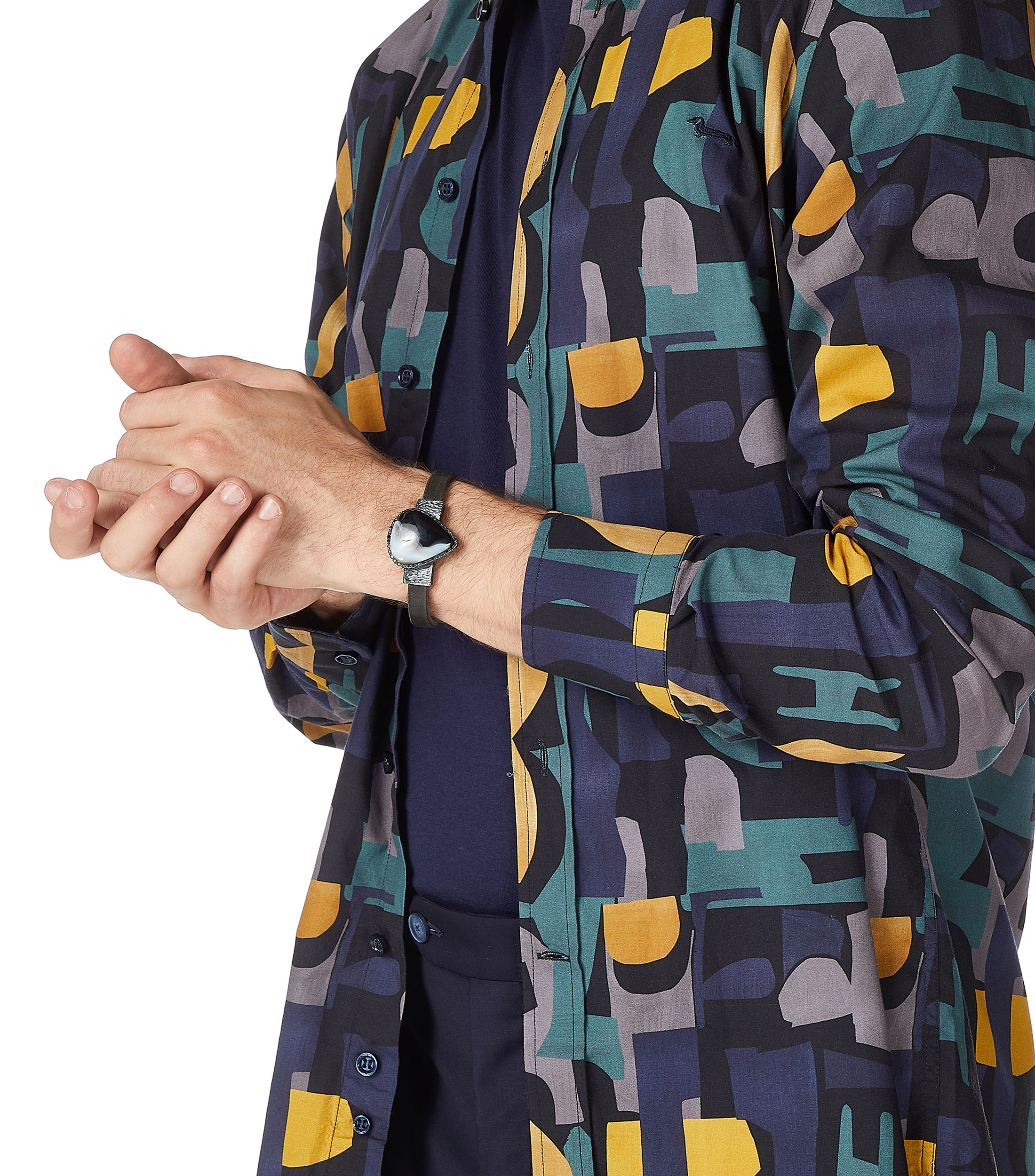 Pulsera negra con agata Hombre
