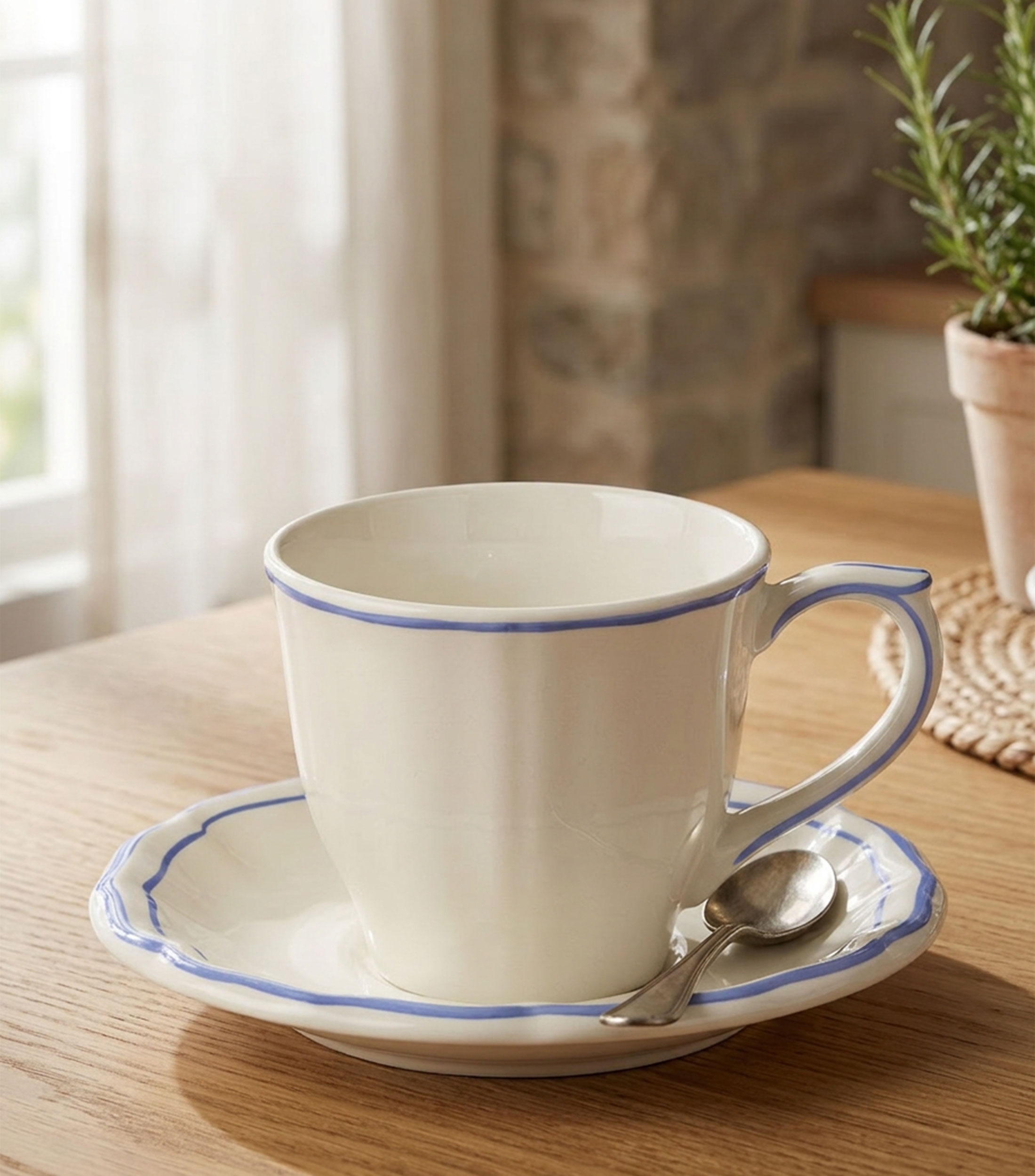 Set de 2 Platos y 2 Tazas para Té Us Filet Bleu