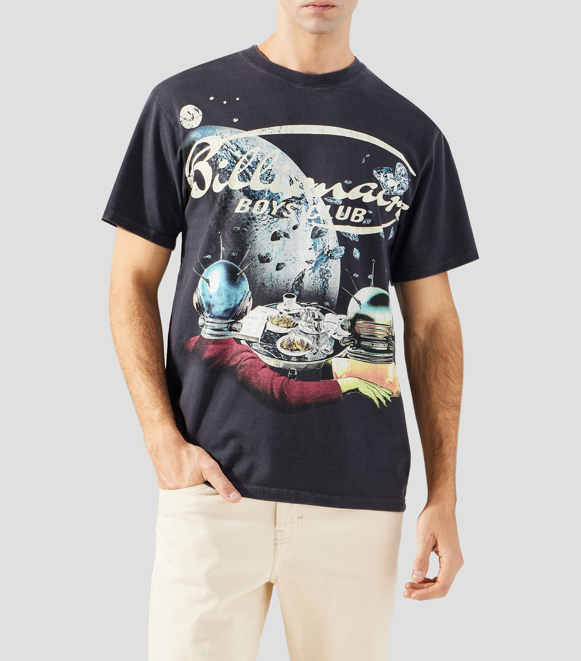 Playera cuello redondo manga corta estampada Hombre