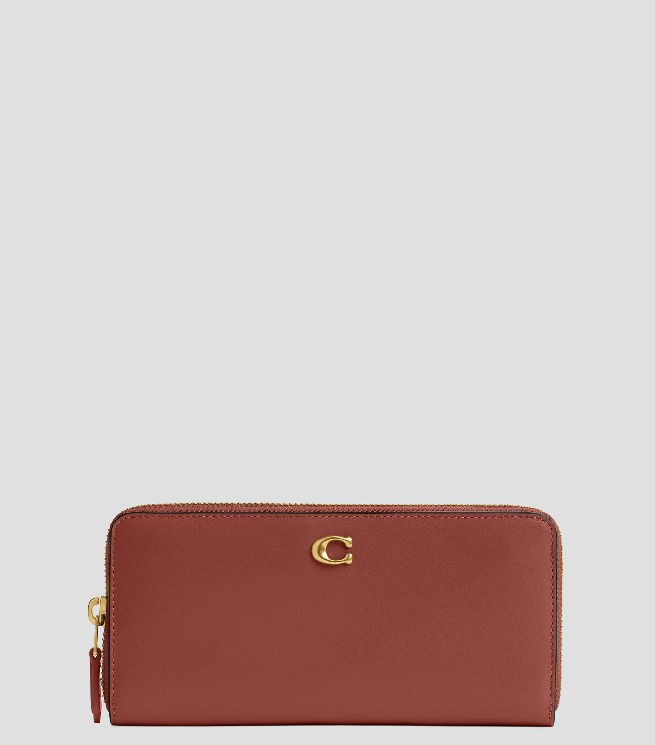 Cartera naranja en piel lisa Mujer