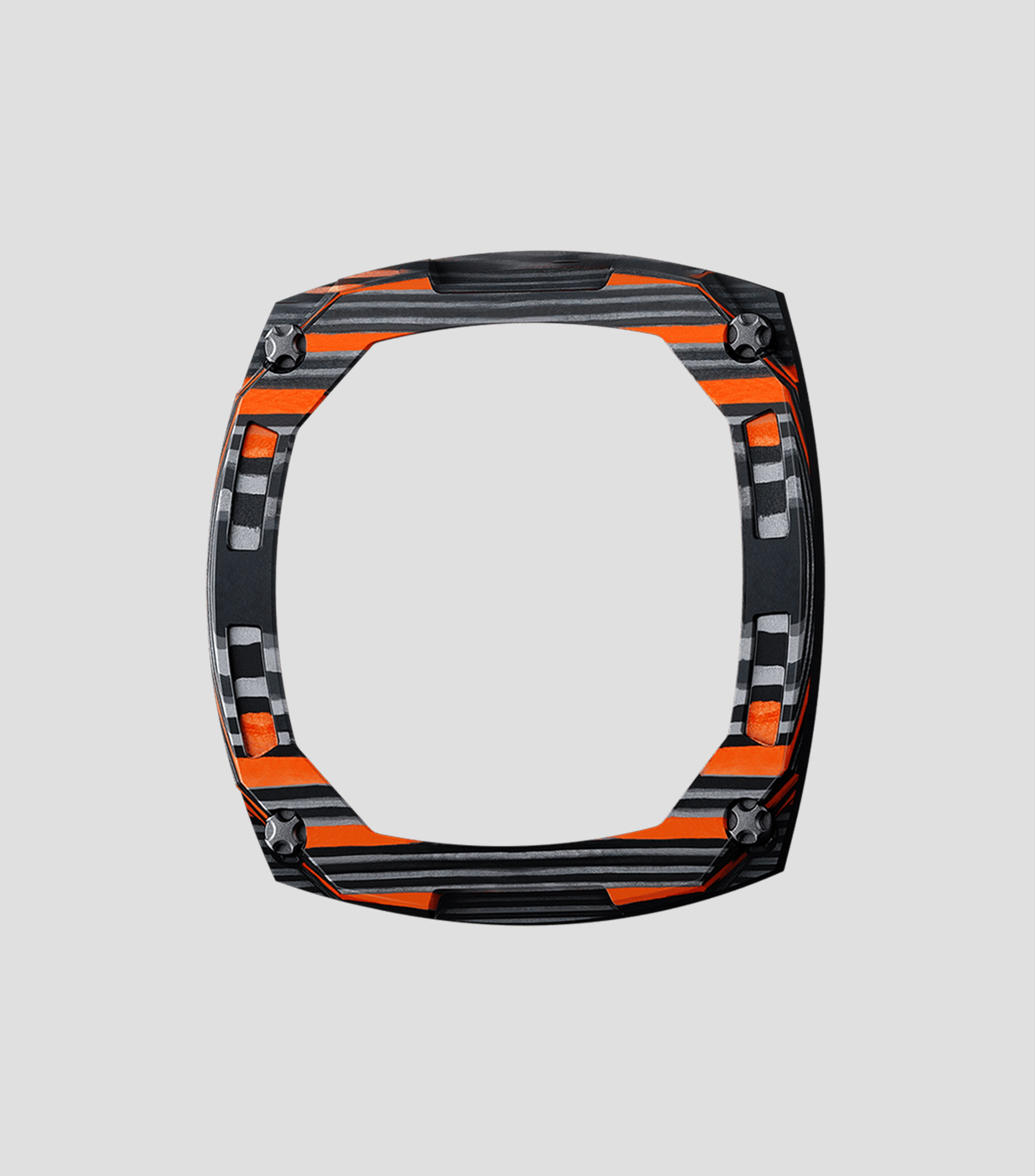 Bisel intercambiable Dark Matter en fibra de carbono naranja