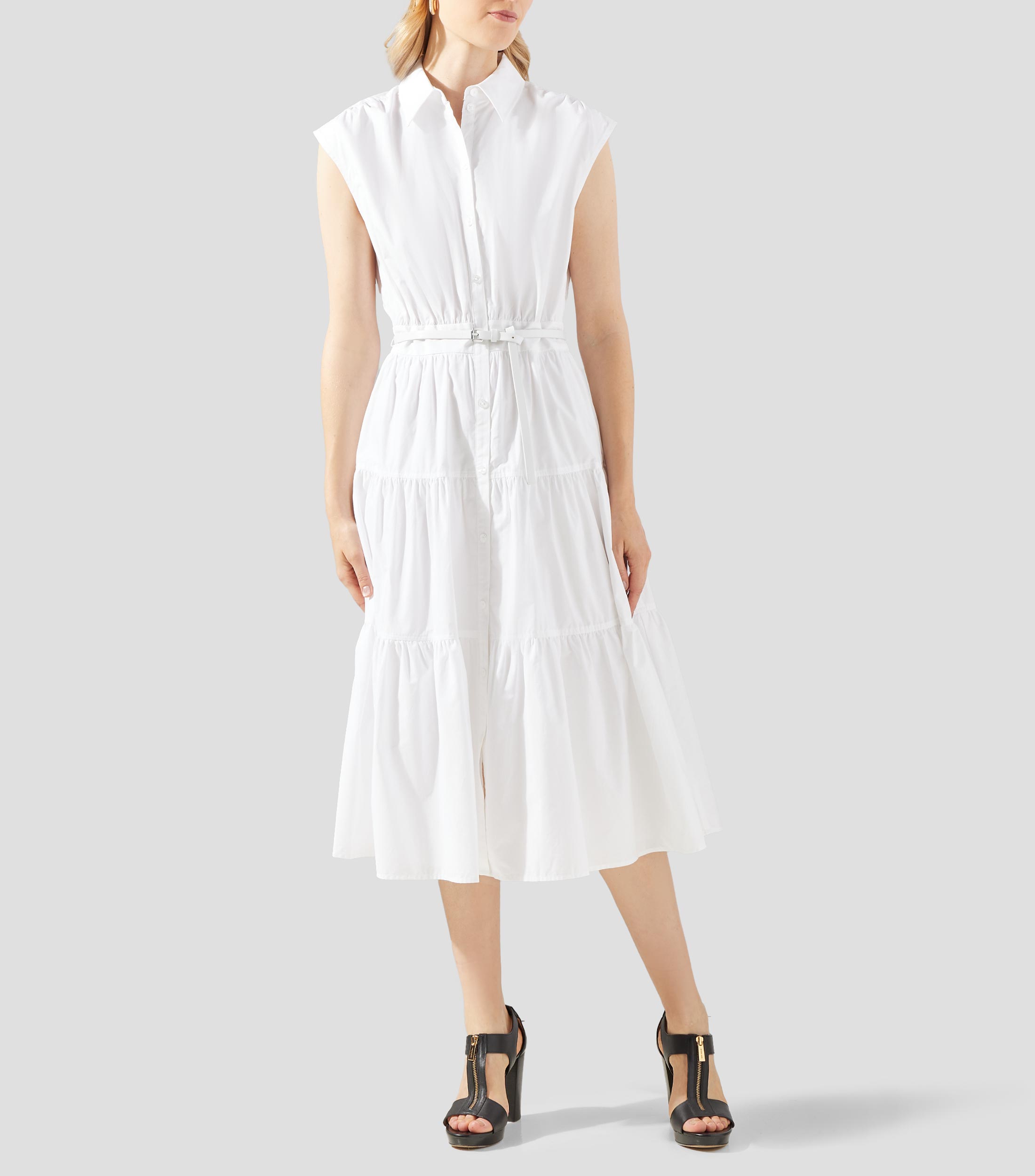 Vestido midi liso Mujer