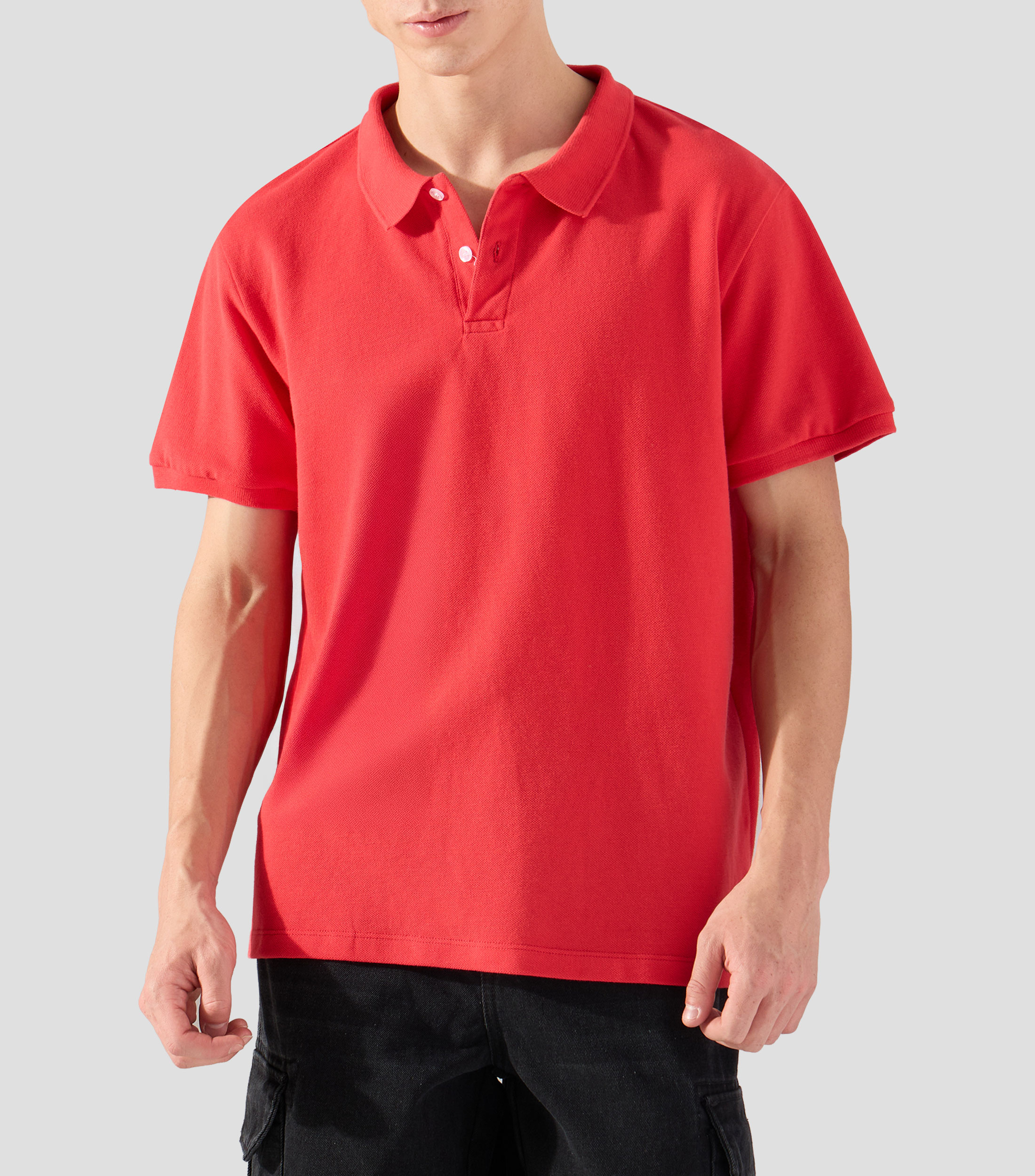 Playera tipo polo con manga corta lisa Hombre