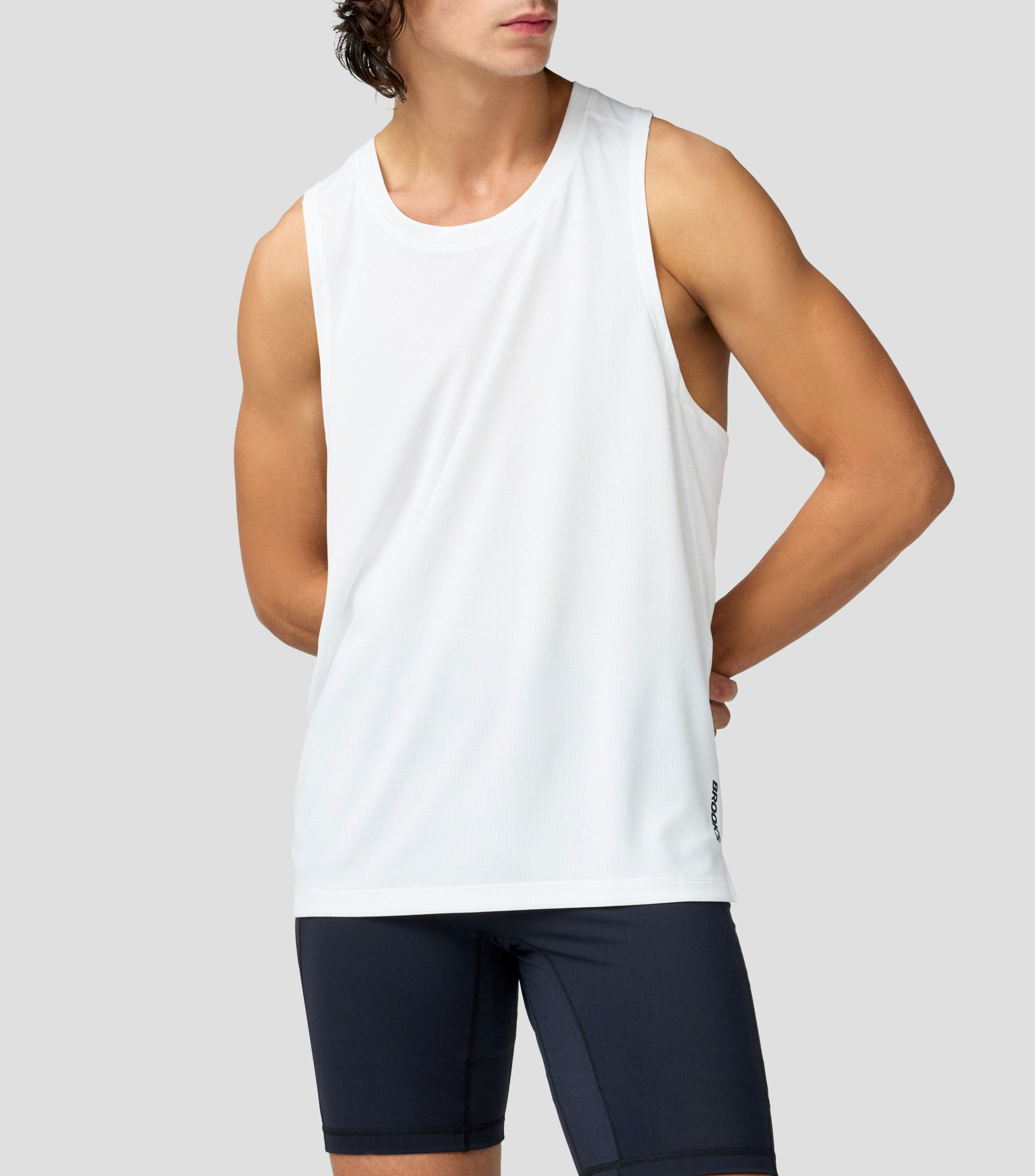 Playera para correr sin mangas cuello redondo lisa Blanca Hombre
