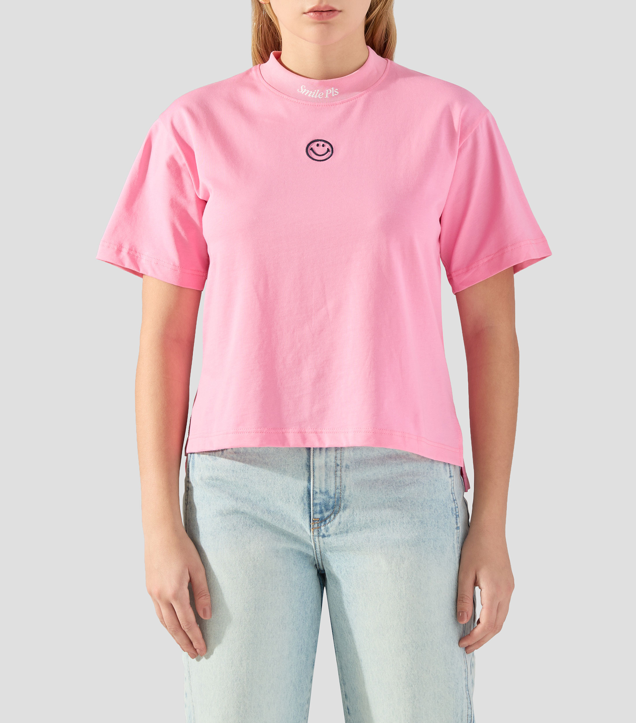 Playera cuello redondo manga corta lisa Mujer