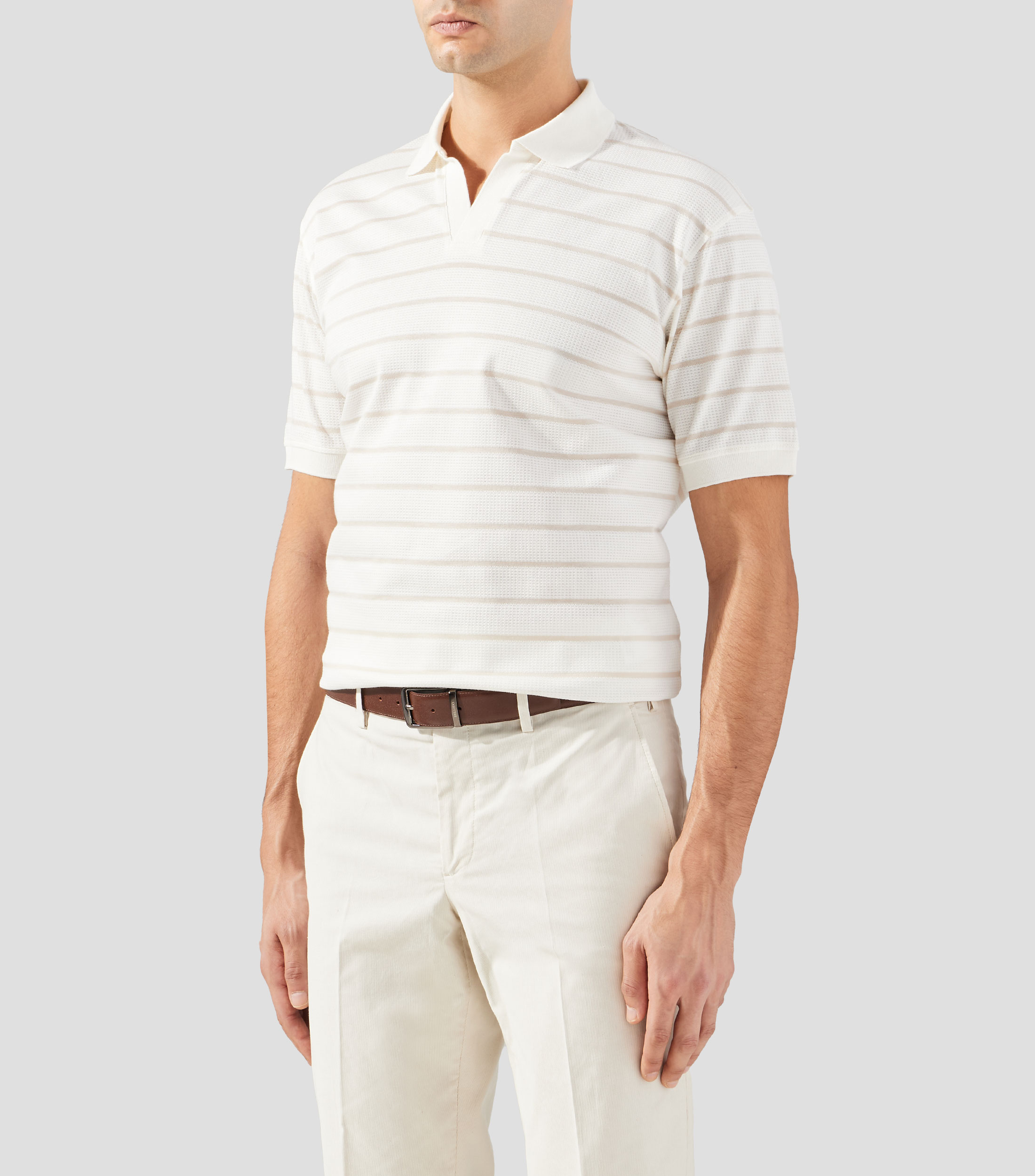 Playera tipo polo manga corta de rayas Hombre