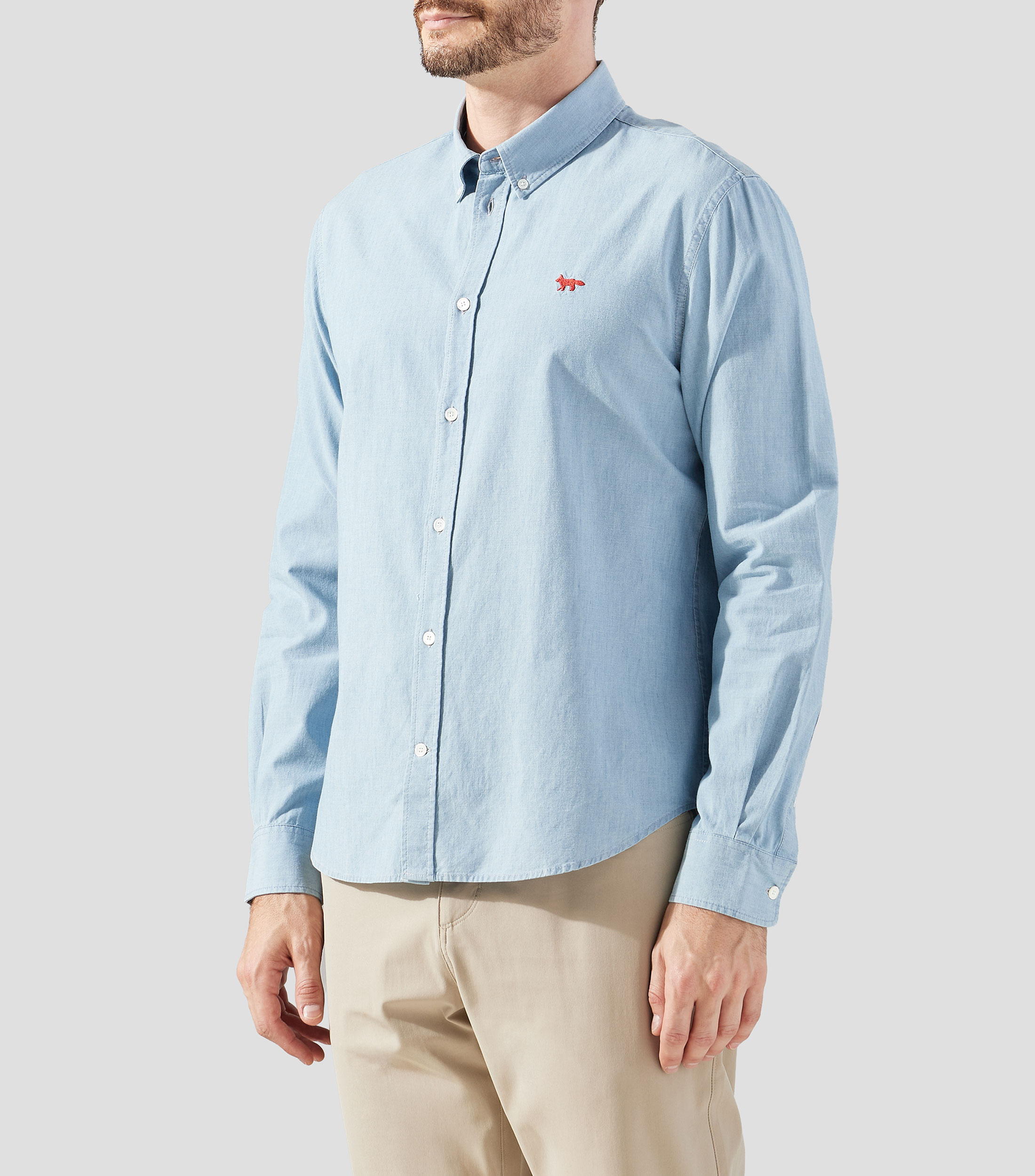 Camisa lisa manga larga Hombre