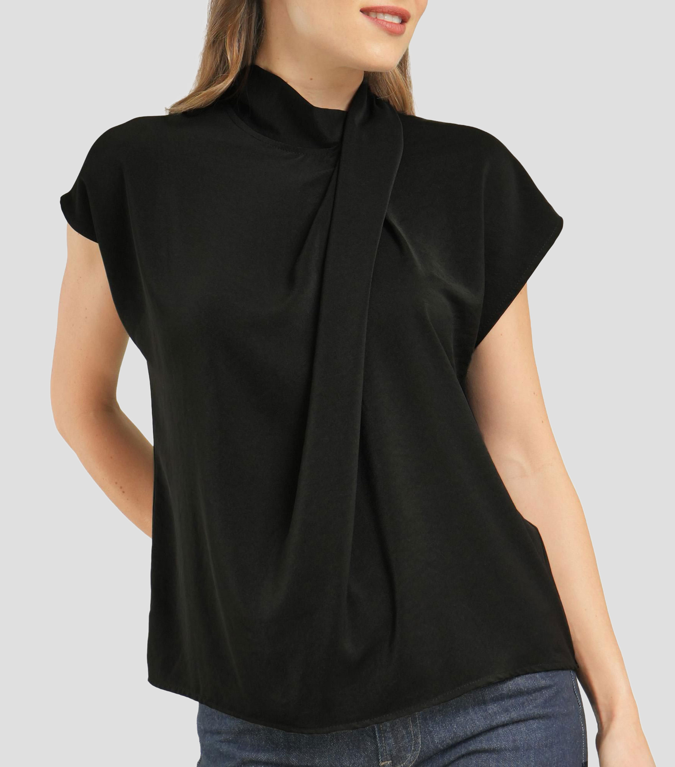 Blusa lisa manga corta Mujer