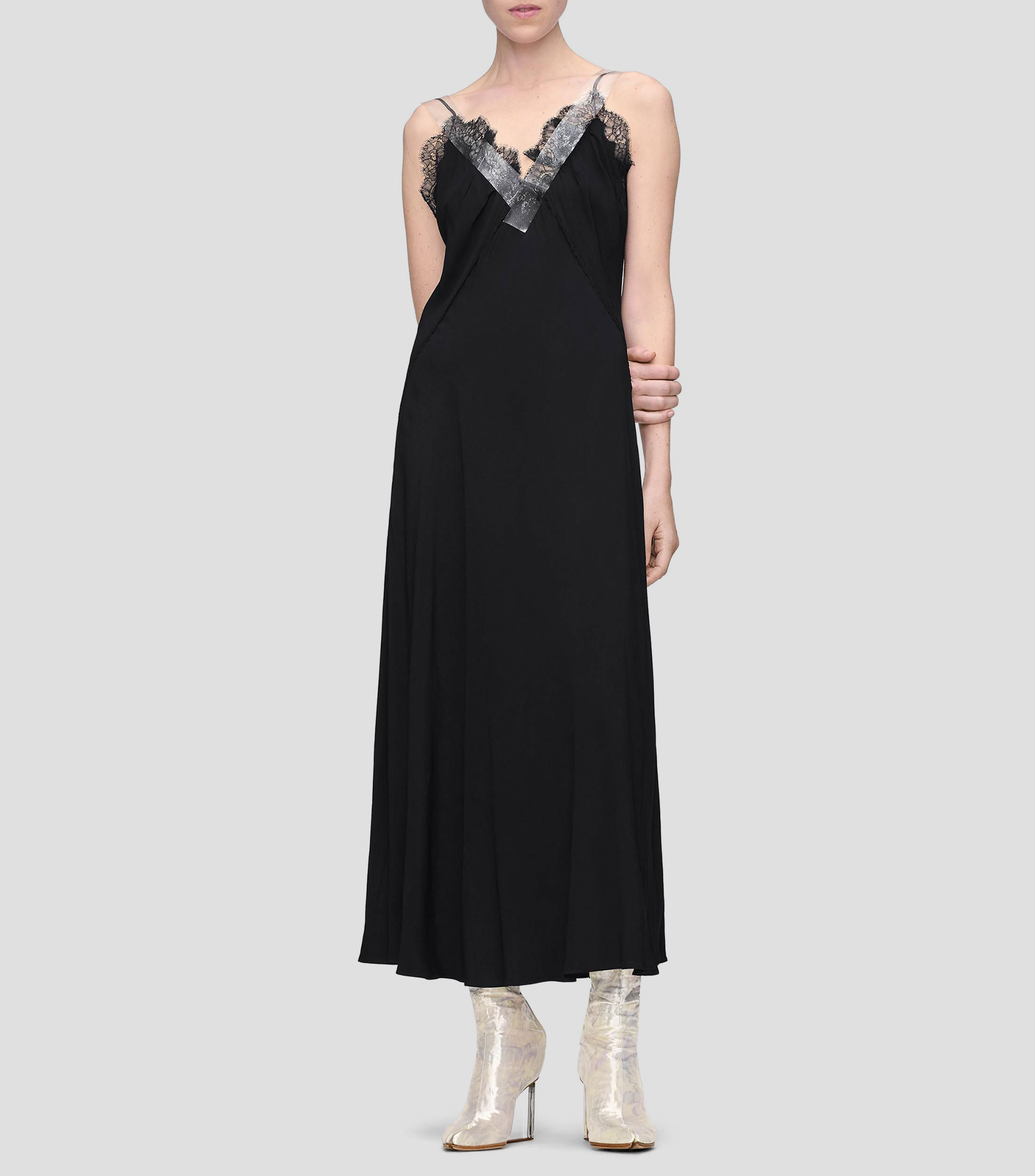 Vestido midi lencero liso Mujer