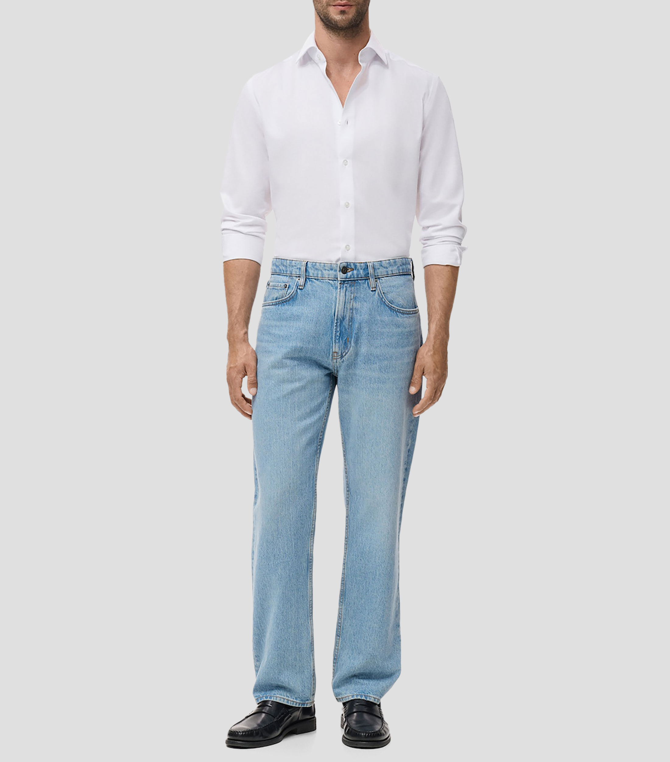 Camisa lisa manga larga Hombre