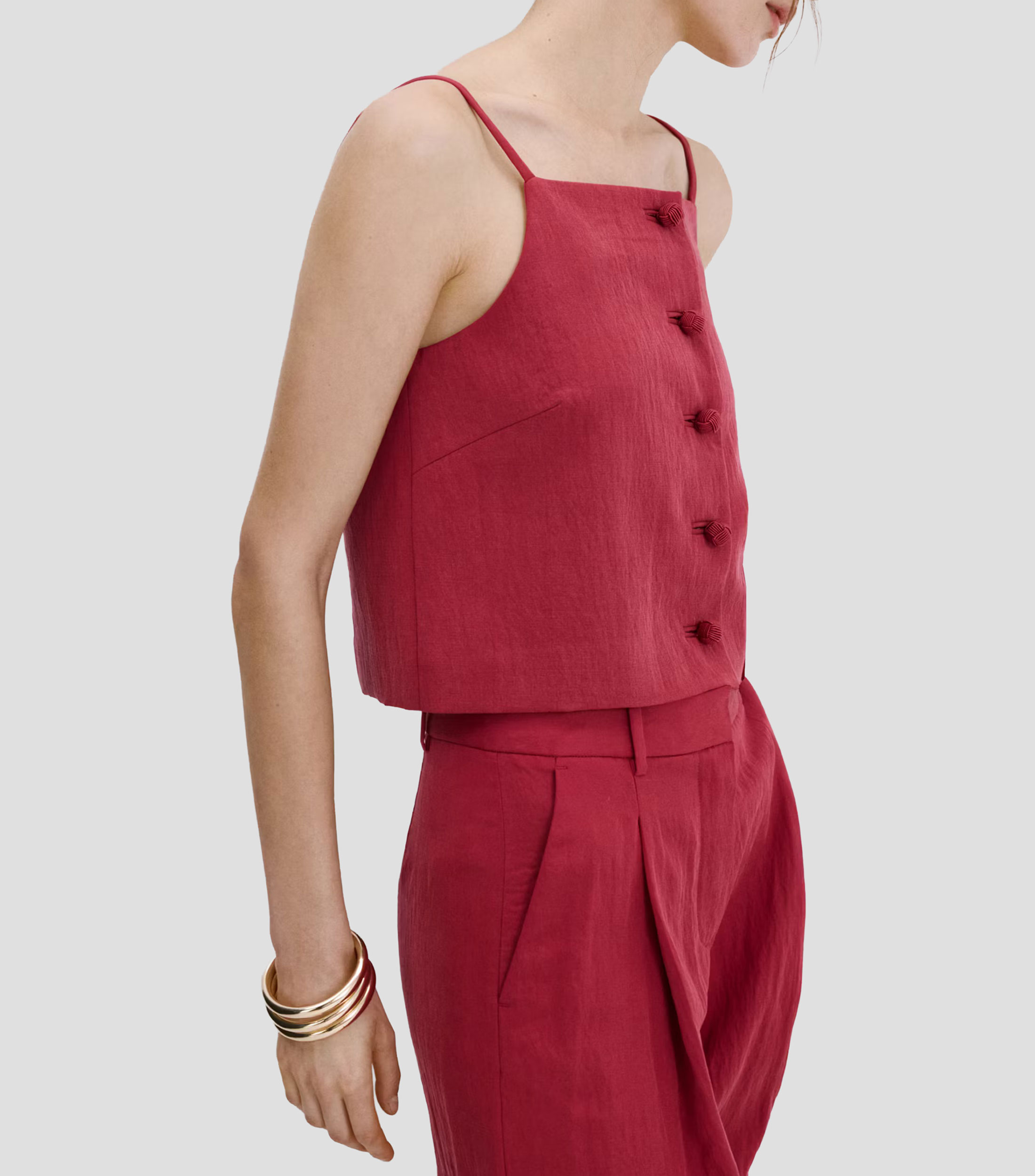 Top cuello cuadrado sin mangas lisa Mujer