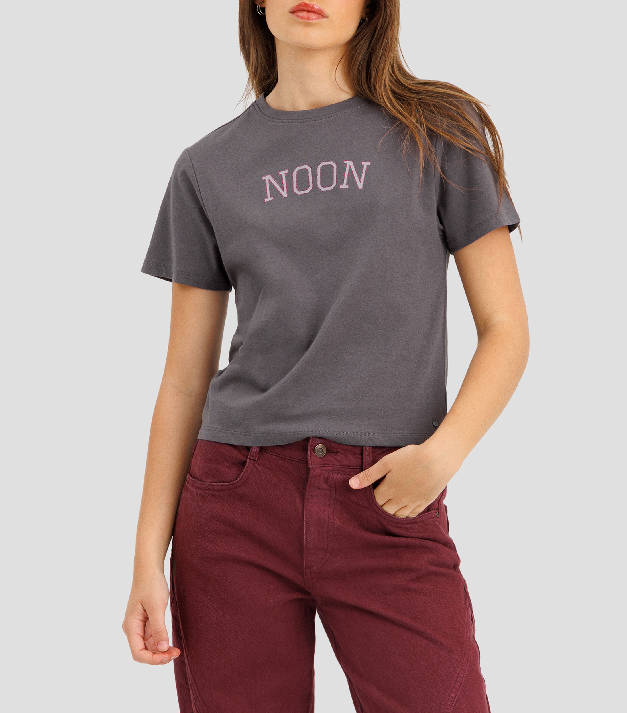 Playera cuello redondo manga corta estampada Mujer