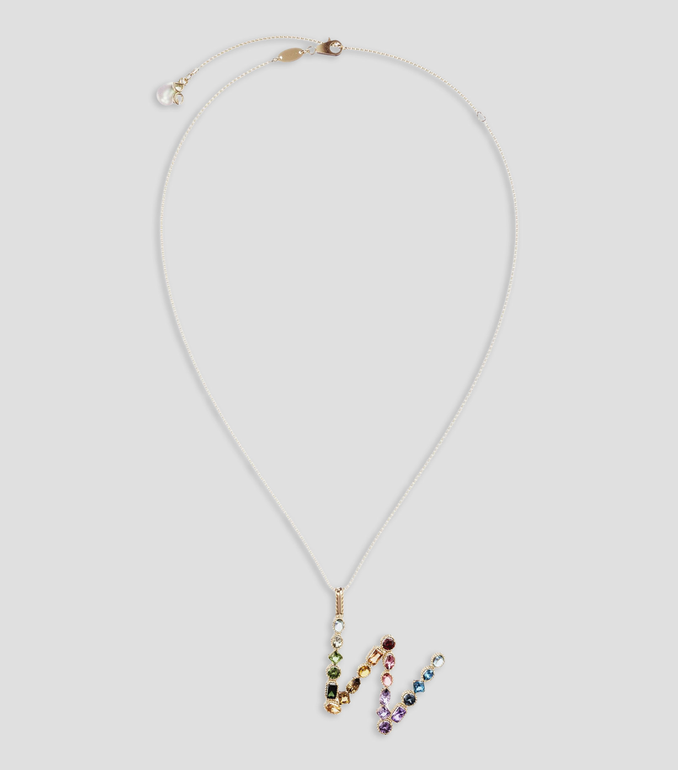 Collar en Oro amarillo de 18 Kilates Alphabet Letra W Mujer