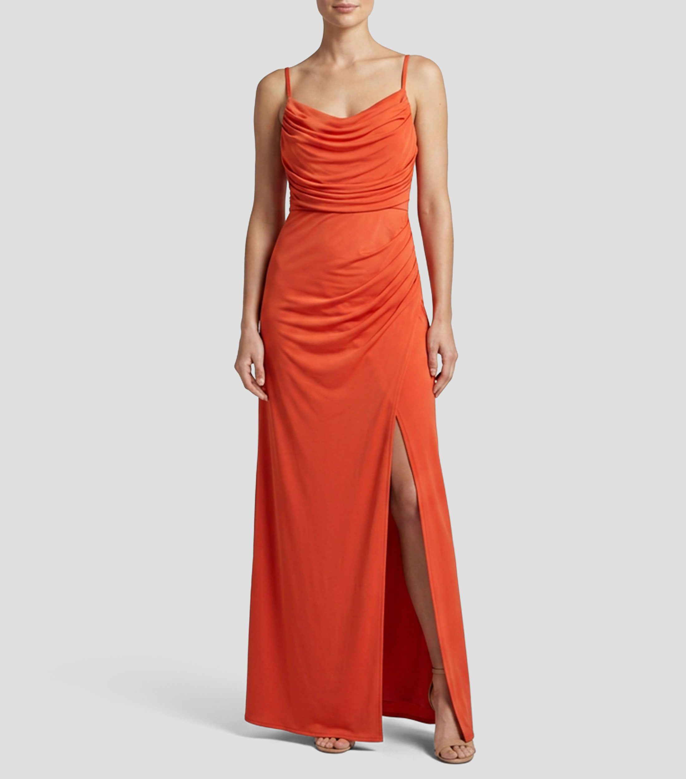 Vestido de Fiesta largo liso drapeado Mujer