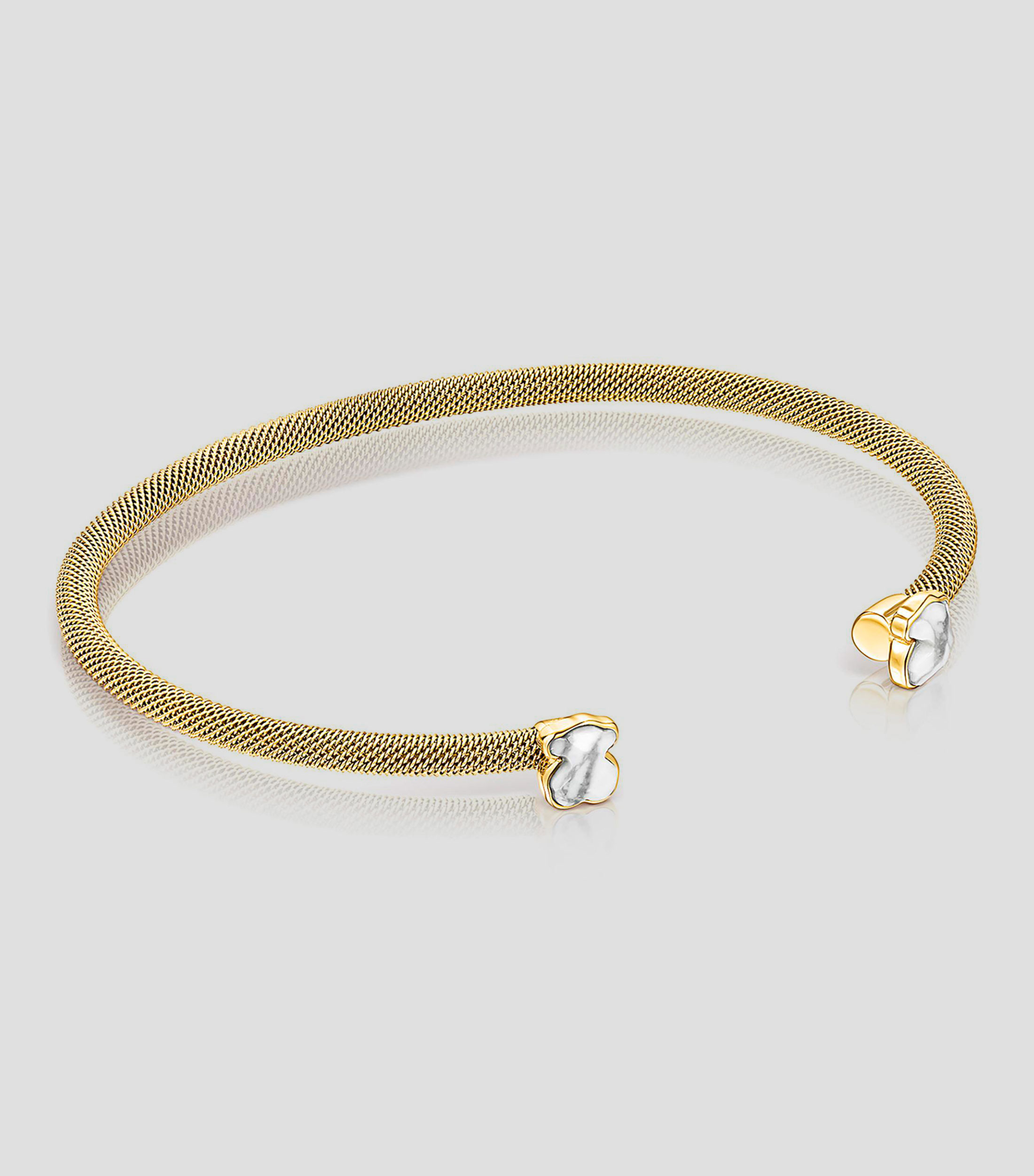 Brazalete en plata .925 con osos y howlita Icon Mesh Mujer