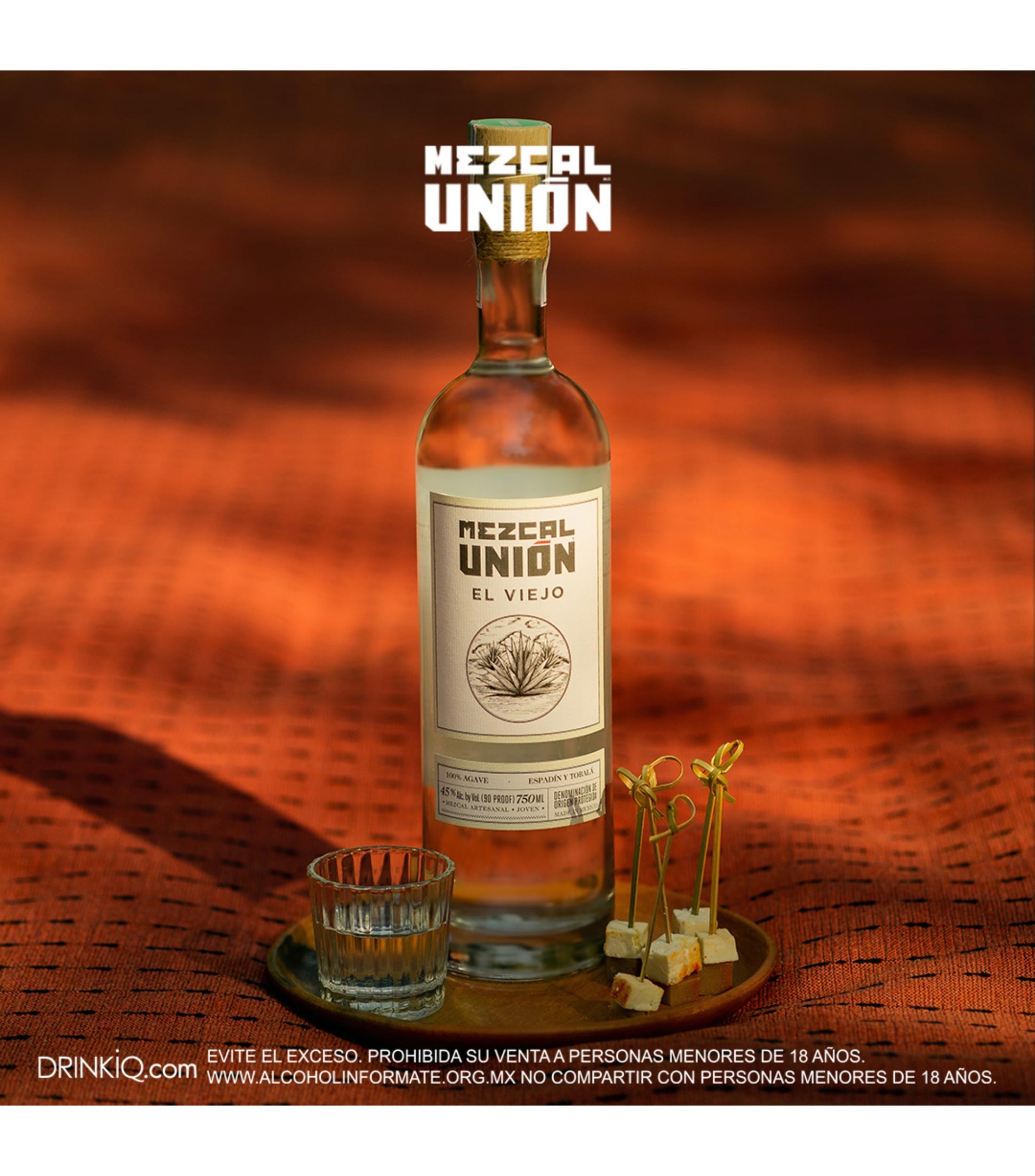 Mezcal Unión El Viejo Espadín y Tobalá, 700 ml