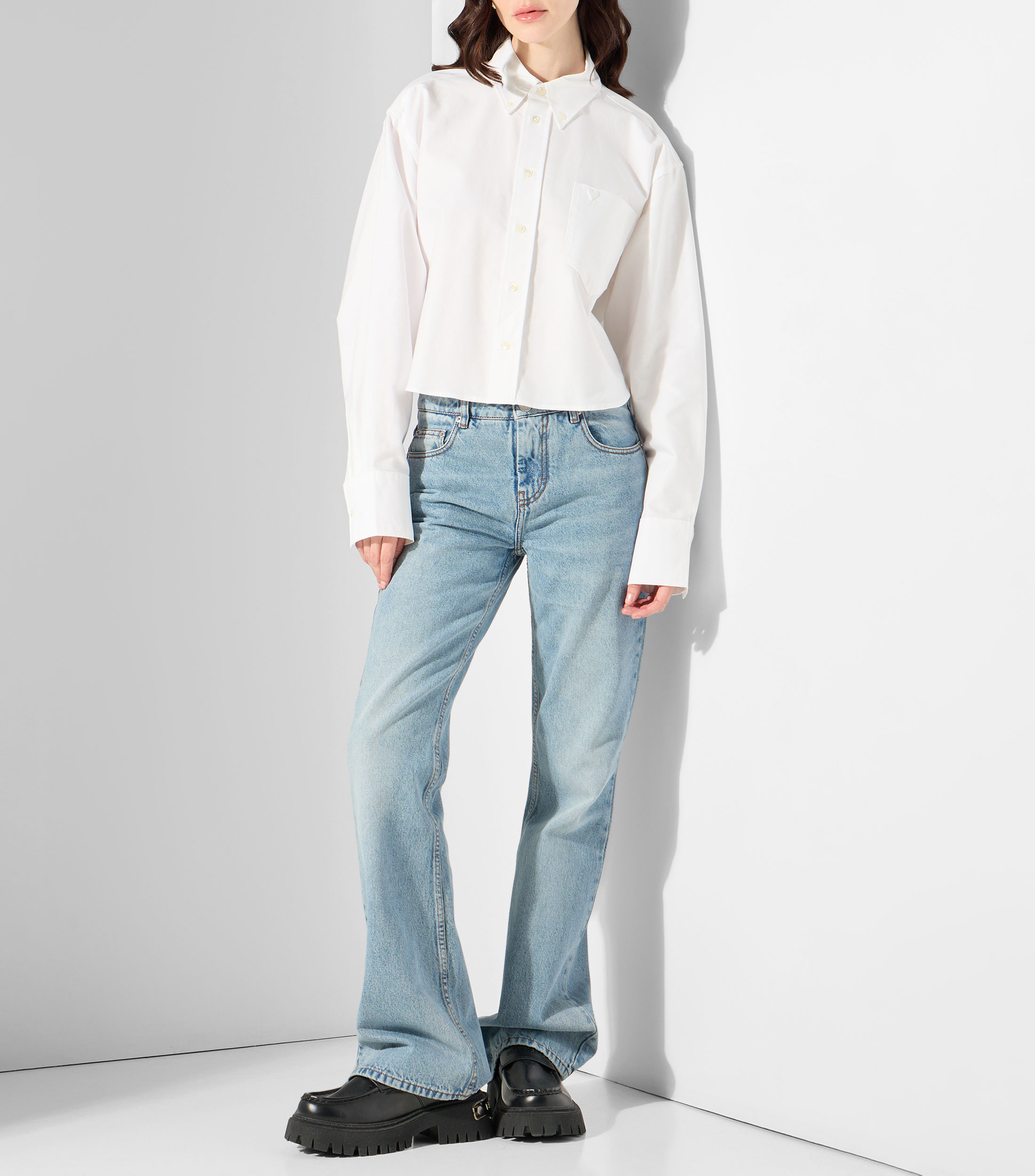 Camisa lisa manga larga Mujer