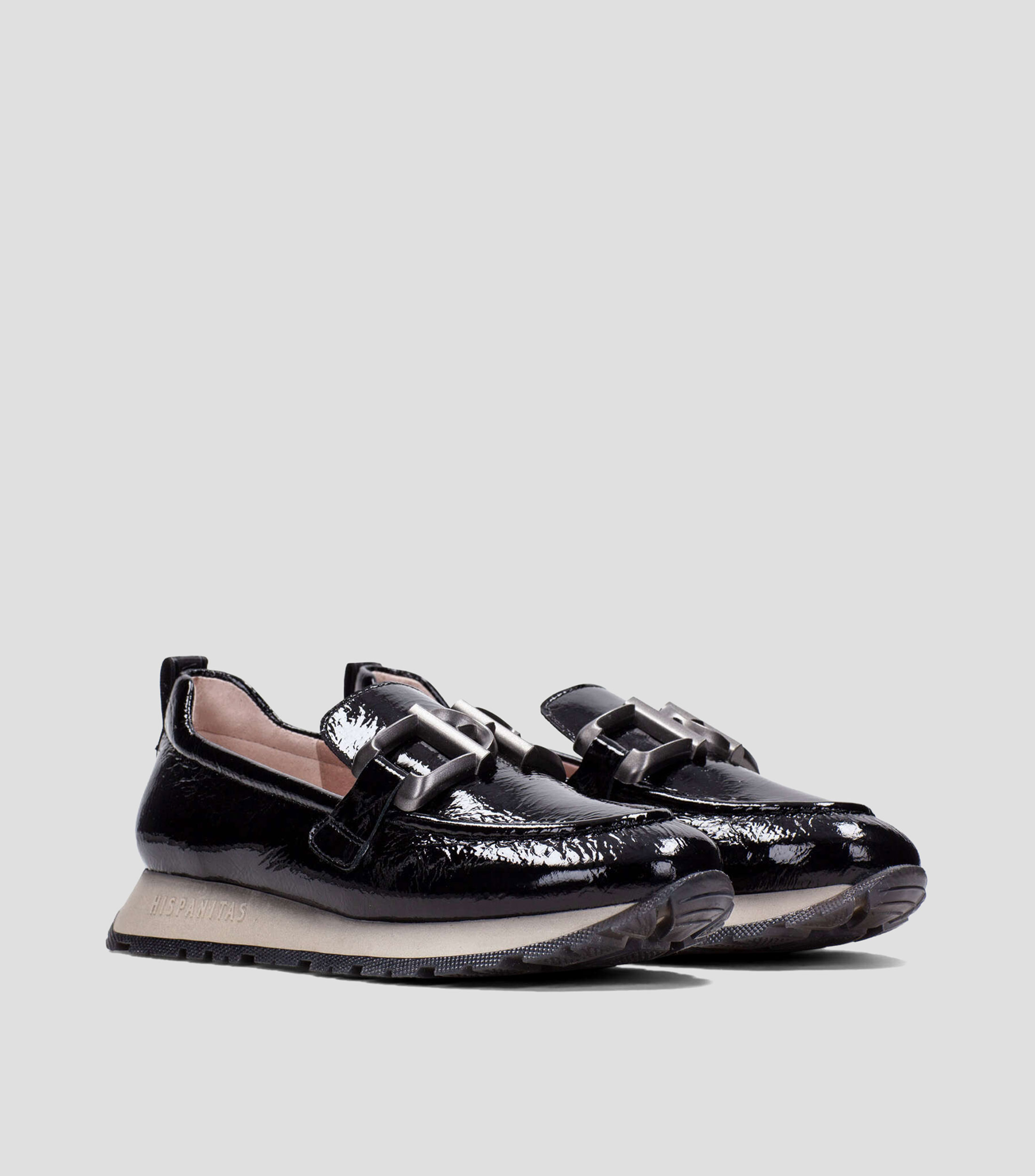 Mocasines Sport Kansas en piel tipo charol con herraje Mujer