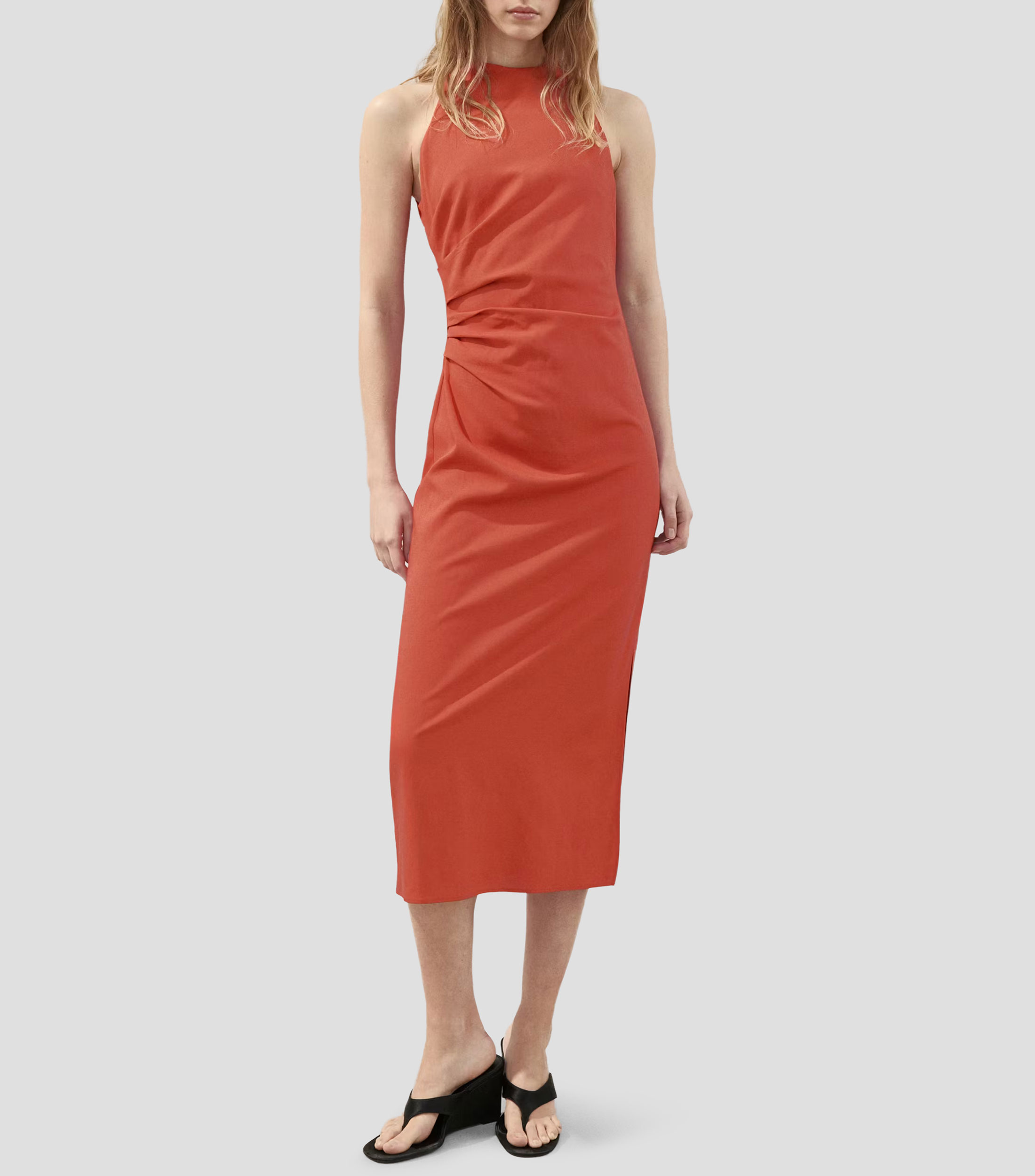 Vestido midi liso Mujer