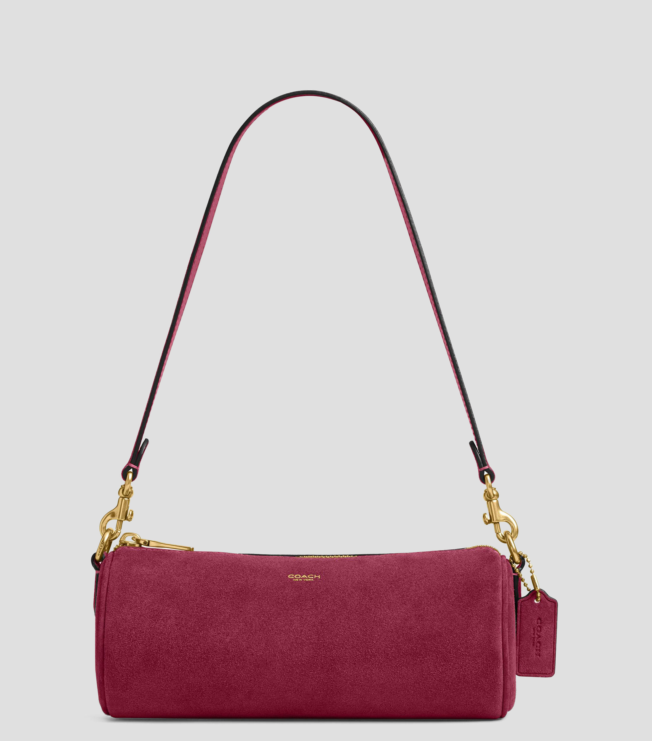 Bolsa shoulder fucsia en piel Barrel lisa Mujer