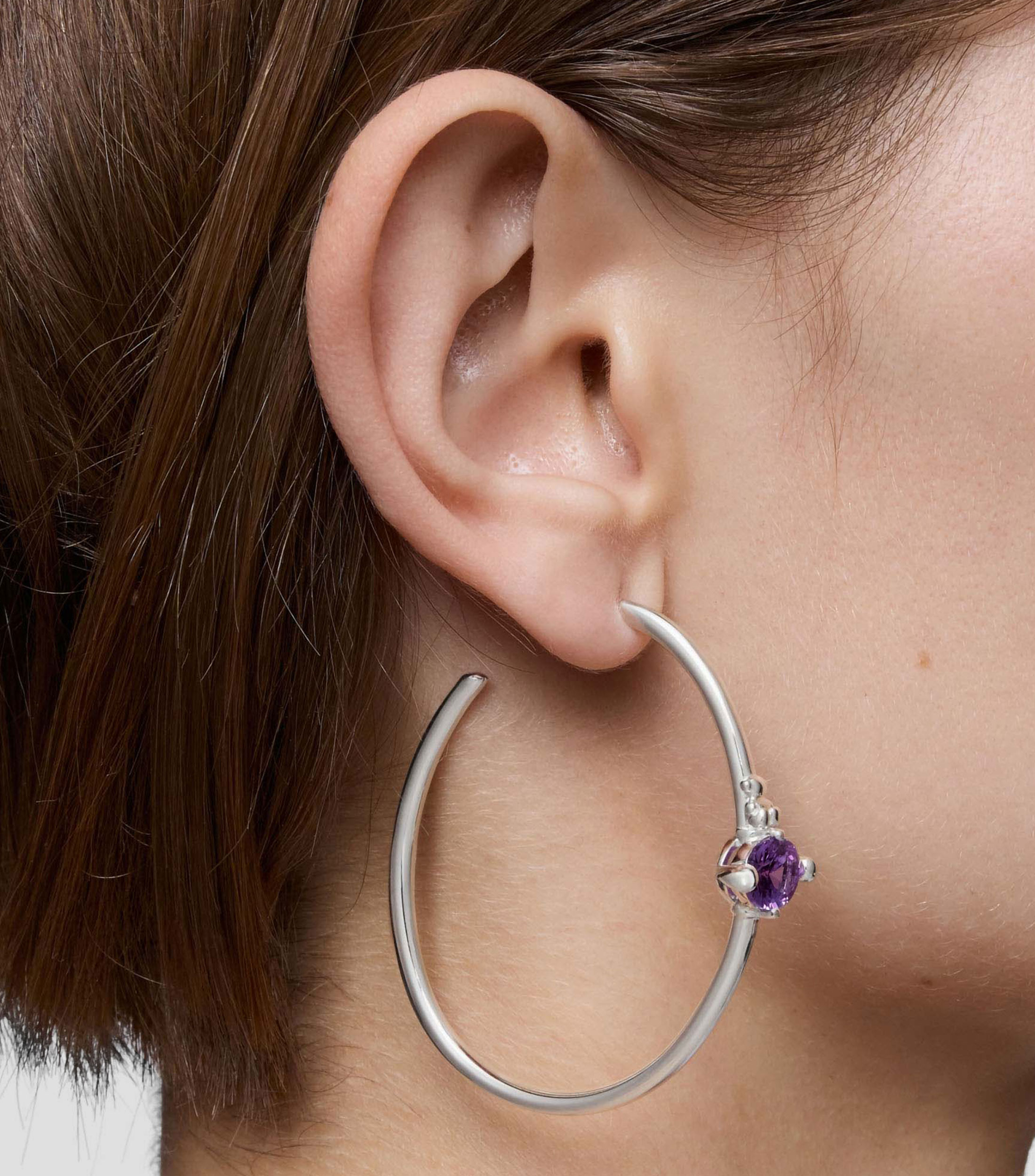 Aretes en plata .925 con Zafiro Sintético Color Lab Mujer