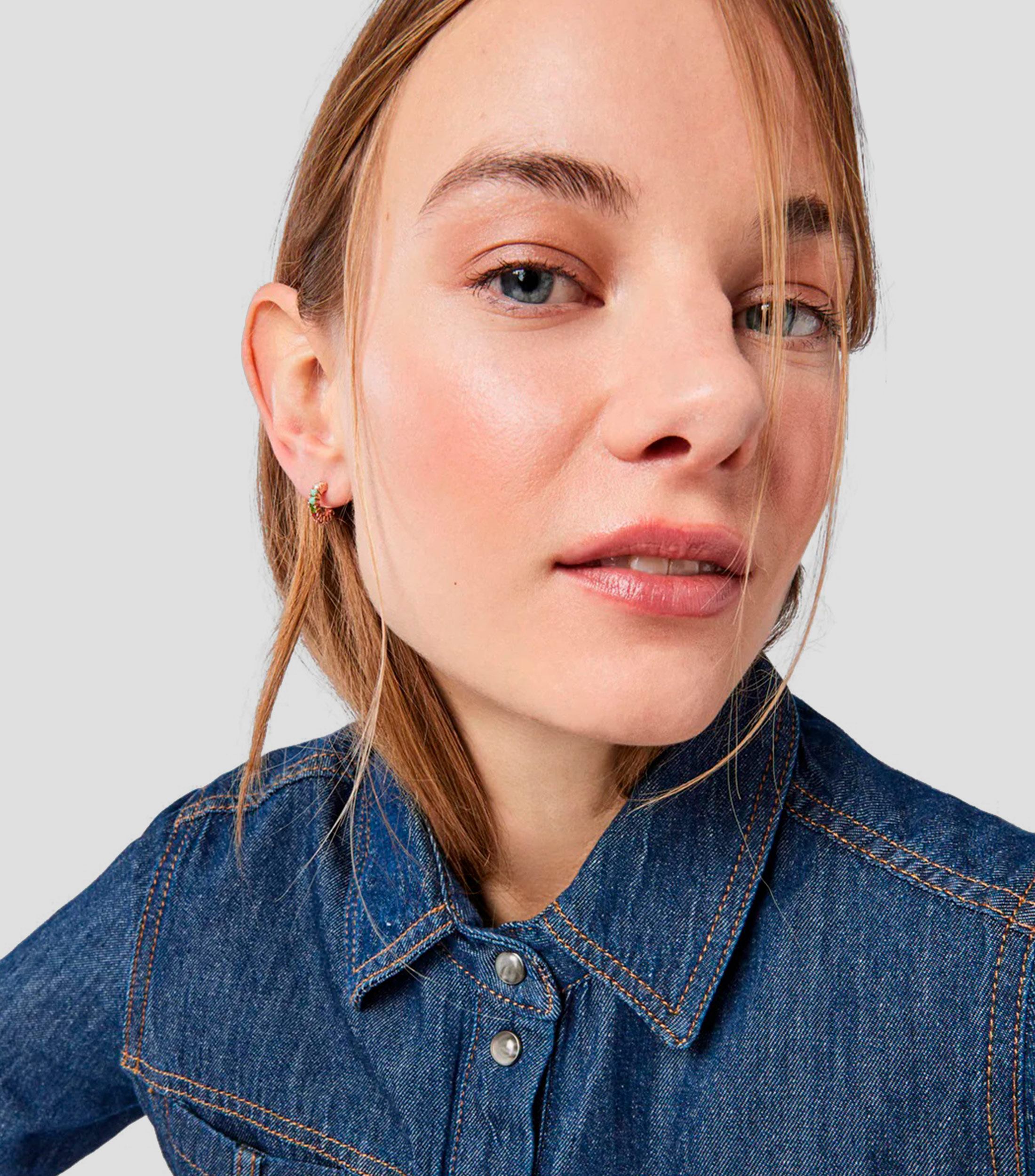 Aretes en plata con gemas Straight Mujer