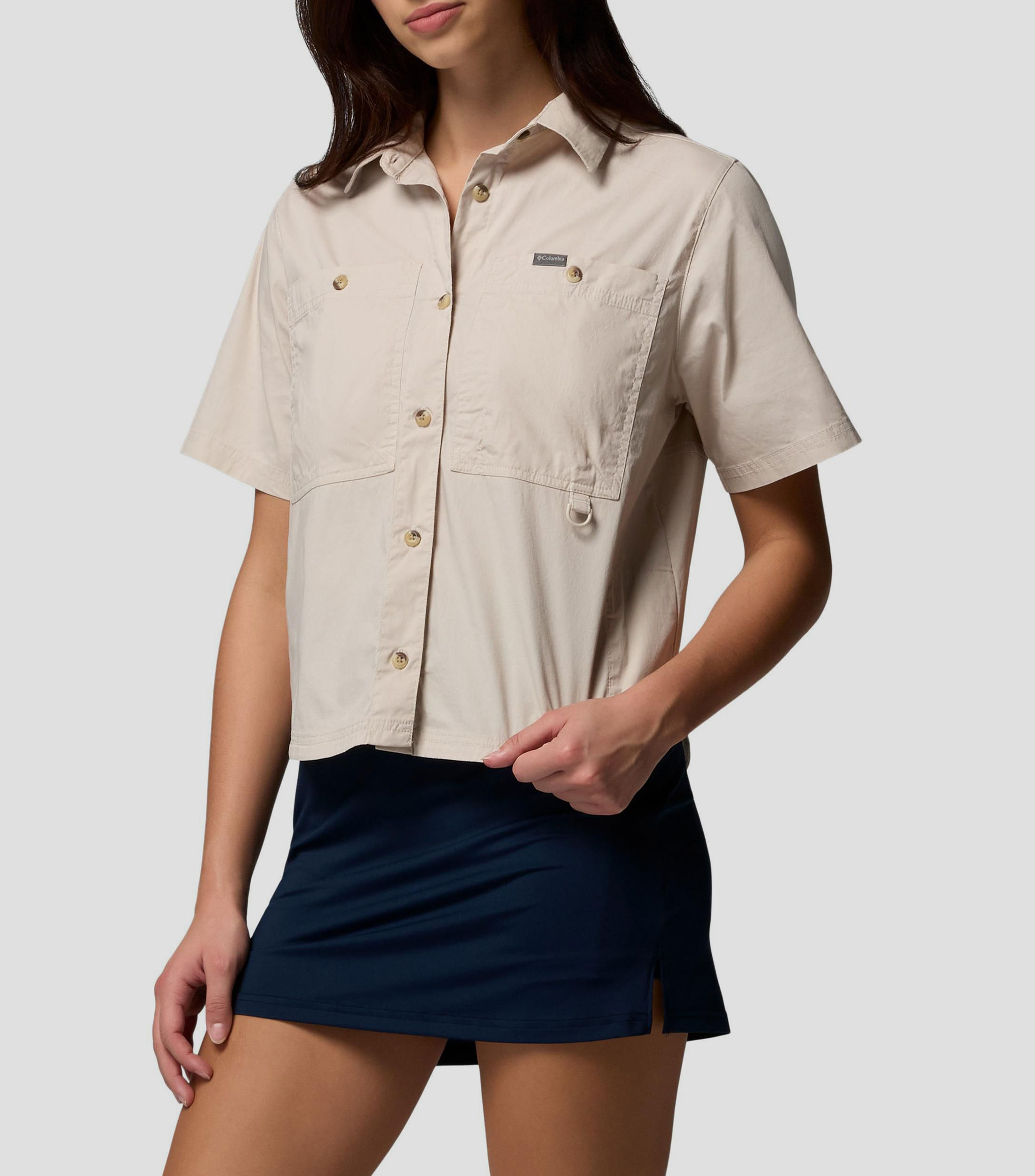 Camisa liso manga corta Mujer