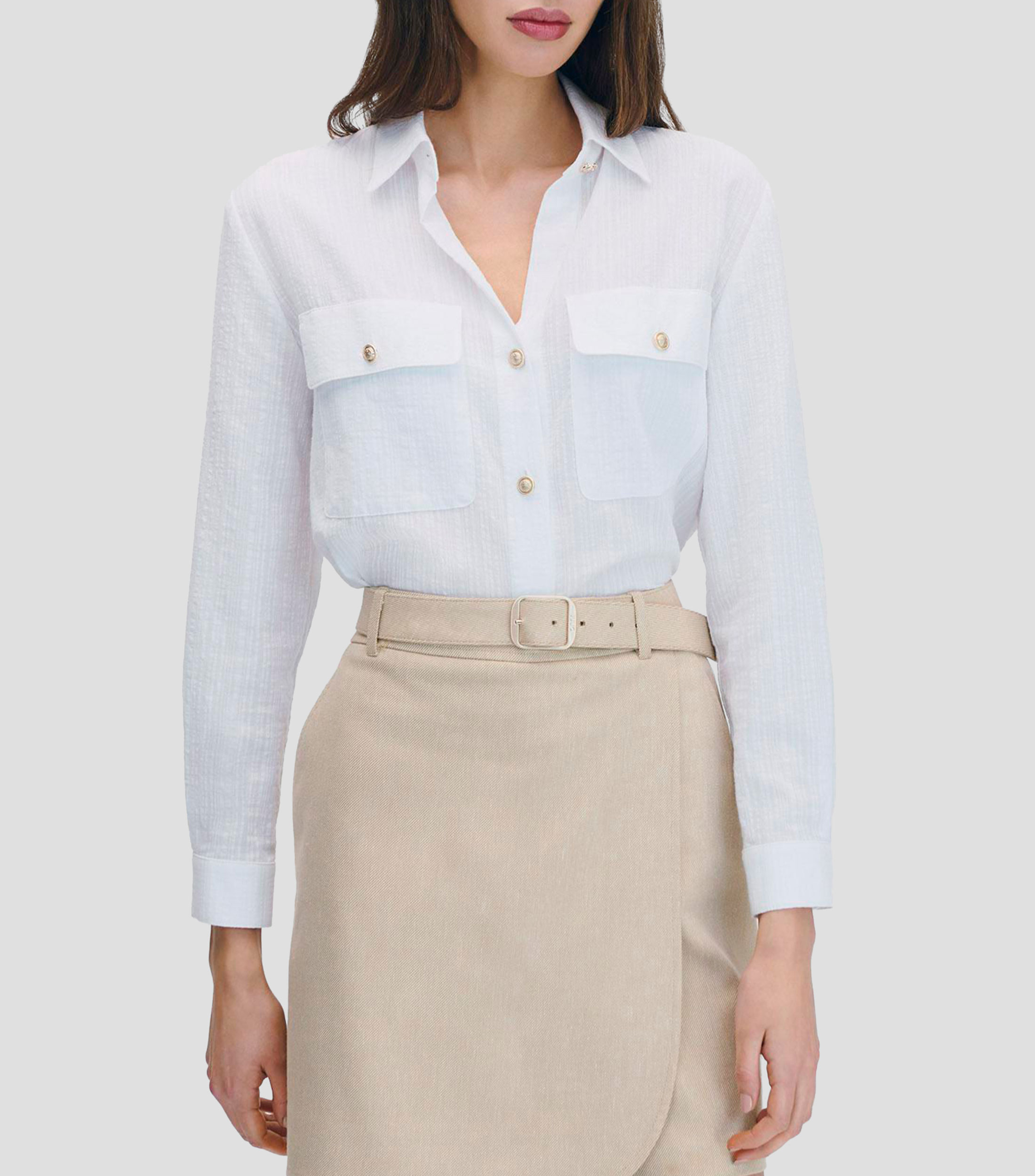 Blusa Camisera Tacto Rústico Mujer