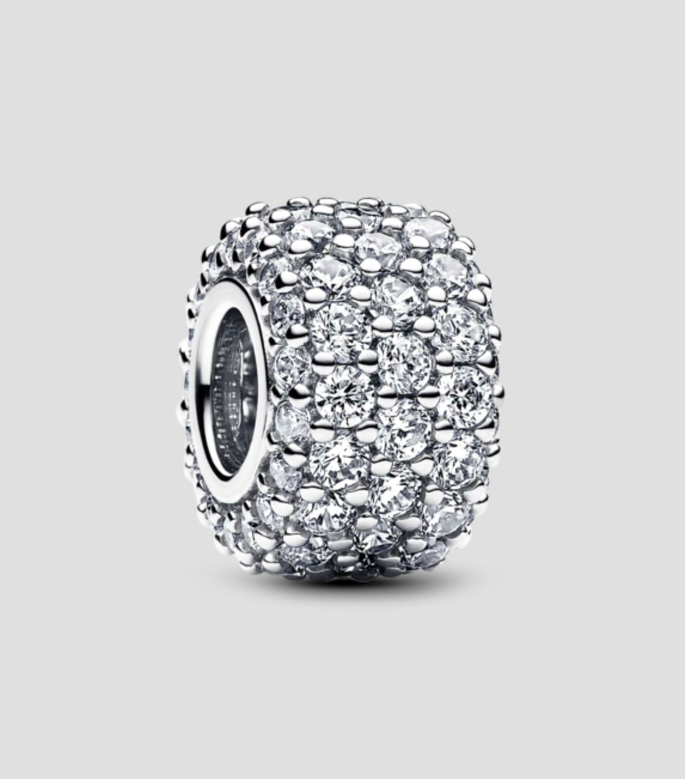 Charm aro triple fila de pavé en plata Pandora Moments Mujer