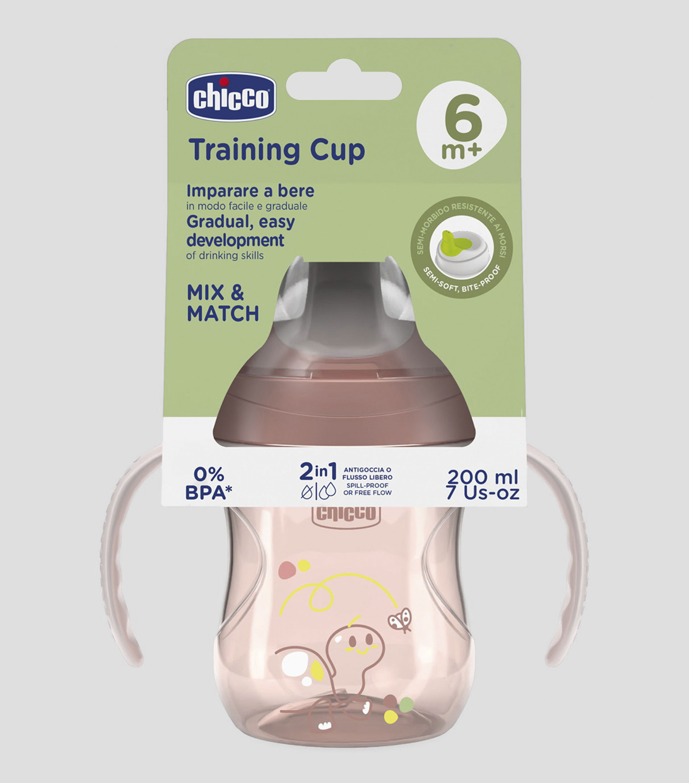 Vaso entrenador rosa, 200 ml